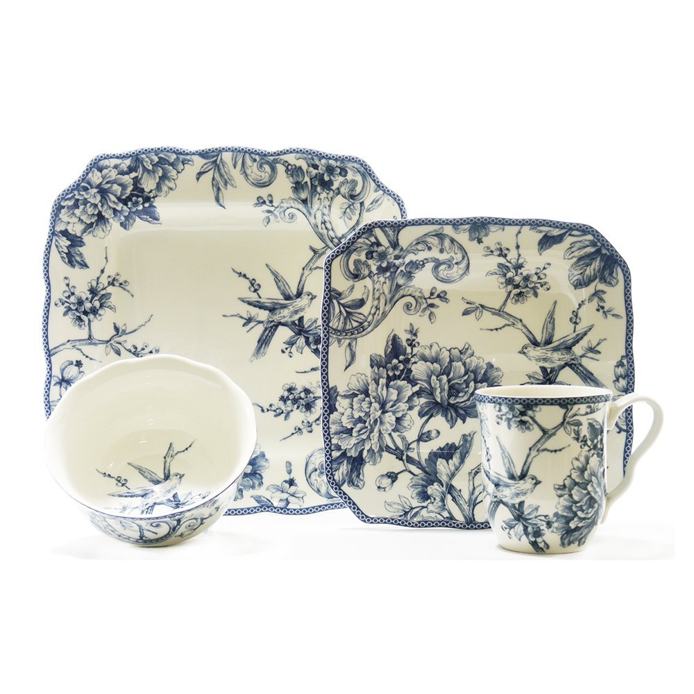 Adelaide 16-Piece Dinnerware Set - Porcelain Tableware for 4 People, Elegant Dinner Plates, Salad Plates, Bowls & Mugs - Perfect for Family Dinners, Parties, and Everyday Use