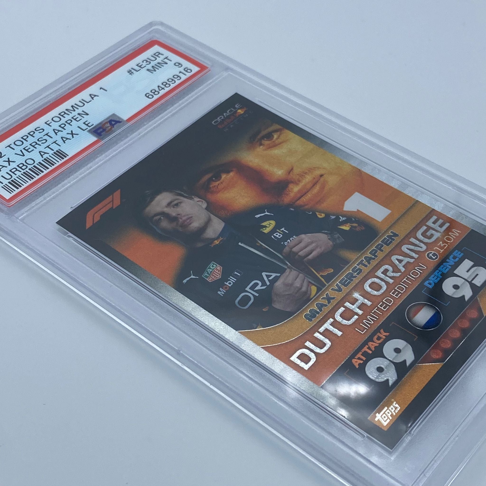 PSA 9 Graded Max Verstappen Dutch Orange #LE3UR Turbo Attax 2022 Trading Card - Perfect for F1 Collectors, Sports Memorabilia Enthusiasts & Racing Fans Display