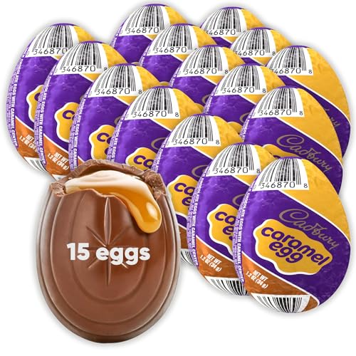 Cadbury Caramel Chocolate Eggs 15-Pack (1.2oz Each) - Individually Wrapped Easter Candy with Rich Caramel Filling - Perfect for Easter Baskets, Party Favors & Holiday Treats