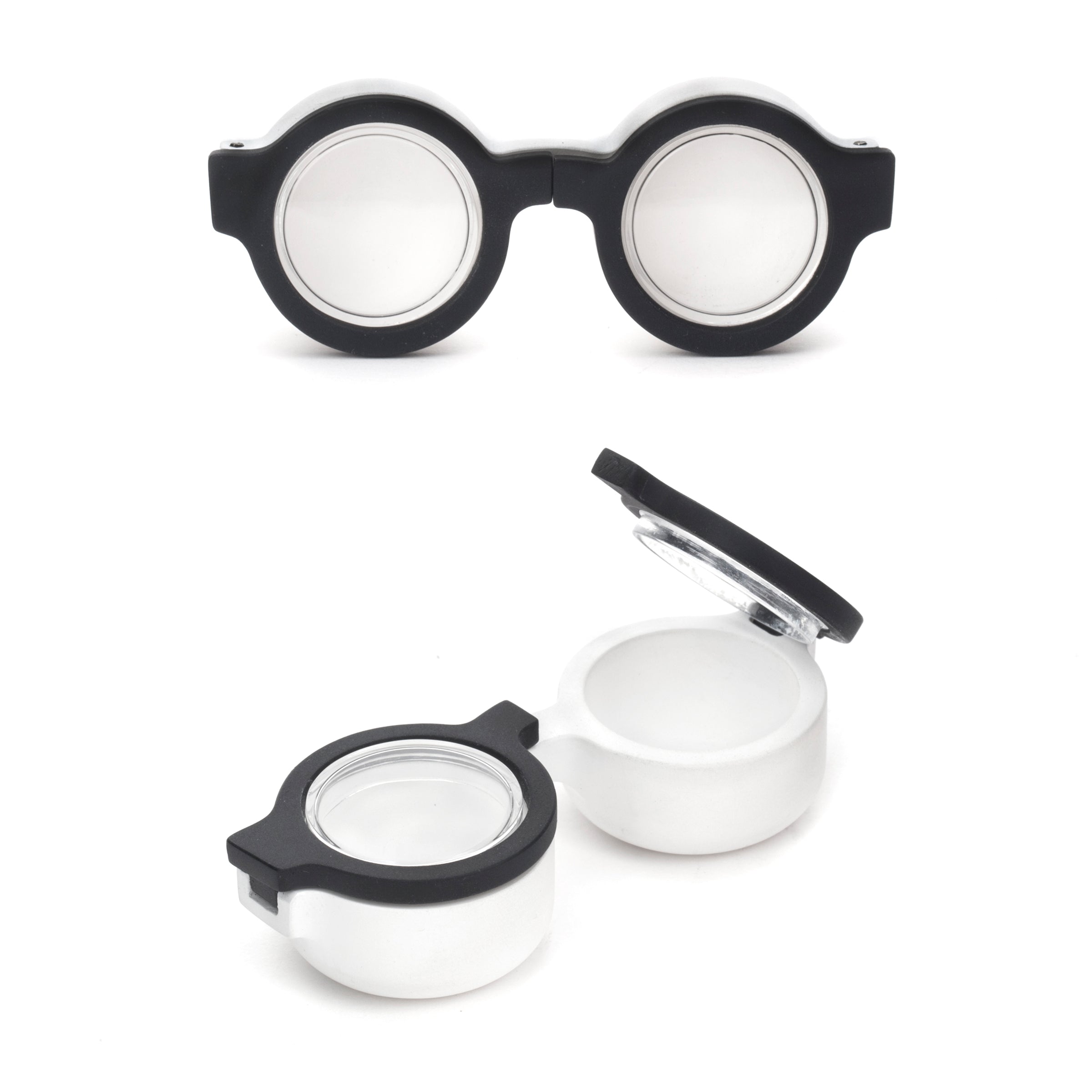 Round Contact Lens Case with Mirror - Travel-Friendly Eyeglass Holder for Daily Use, Storage & Cleaning - Perfect for Soft & Hard Lenses at Home or On-the-Go