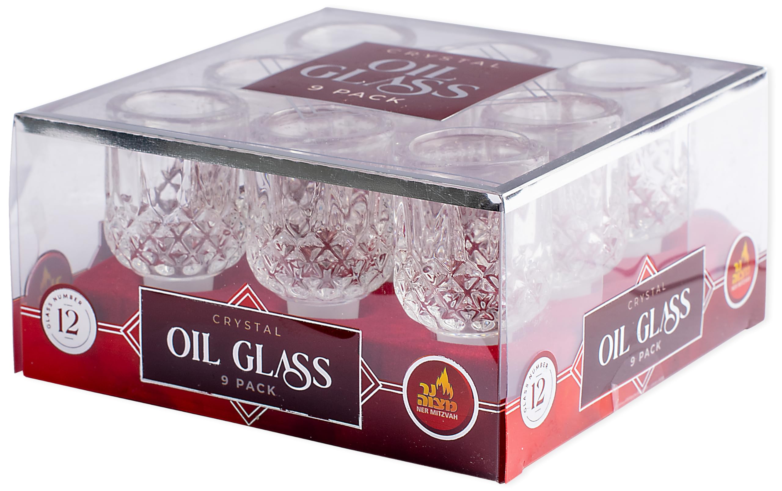 Elegant Crystal Hanukkah Menorah Oil Cups - Durable Chanukah & Shabbos Oil Candle Holders for Jewish Holidays - Perfect for Home Decor, Synagogue Use & Holiday Celebrations