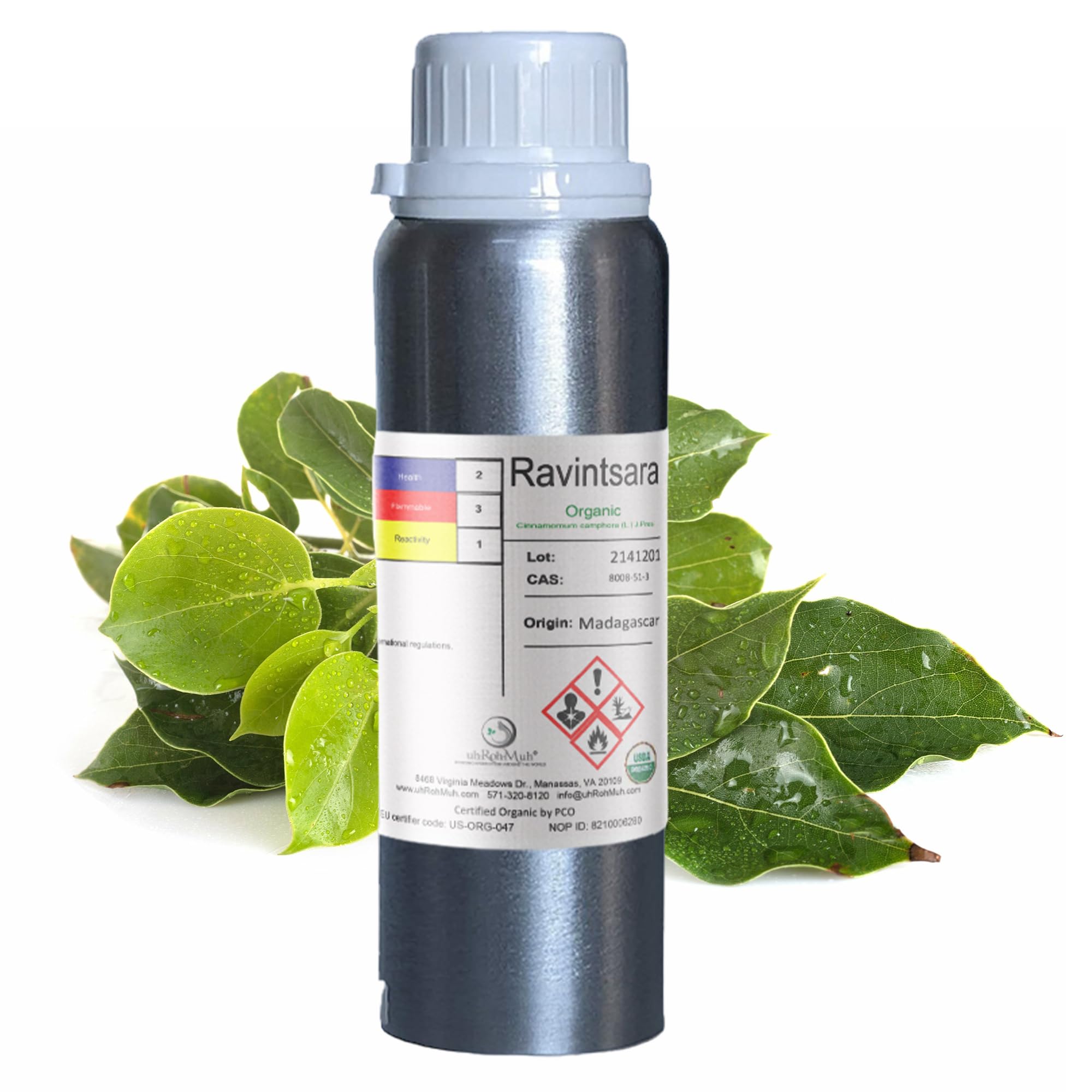 100% Pure Organic Ravintsara Essential Oil (Cinnamomum Camphora) - USDA Certified, 8oz - Madagascar Sourced - Aromatherapy & Diffuser Use - Perfect for Relaxation, Stress Relief & Home Spa