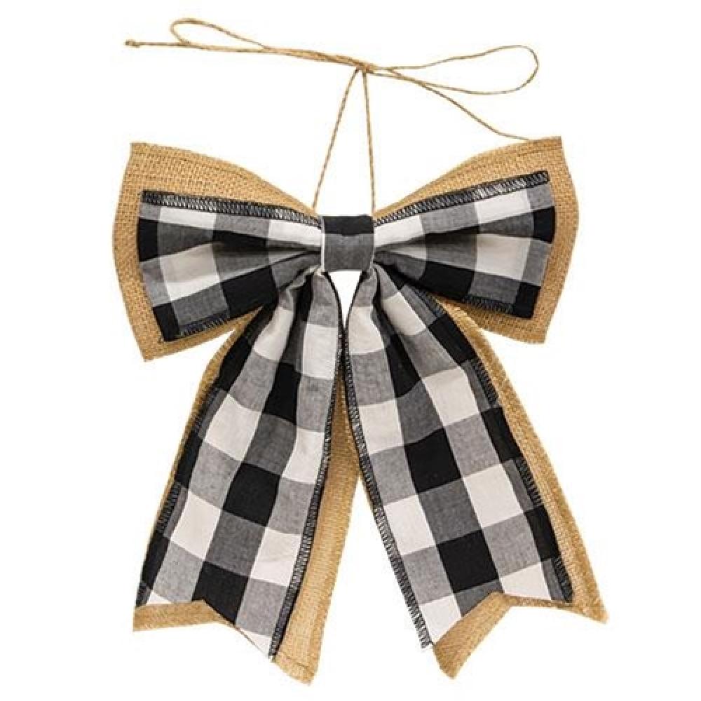 Black and White Buffalo Check Burlap Bow - Rustic Farmhouse Decor for Christmas, Weddings, and Gift Wrapping