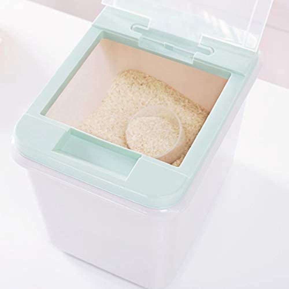 10KG Airtight Cereal Dispenser & Food Storage Container - Kitchen Organizer for Rice, Grains, Cat Food - BPA-Free Plastic with Locking Lid (Green) | Perfect for Pantry, Kitchen Counter & Bulk Food Storage