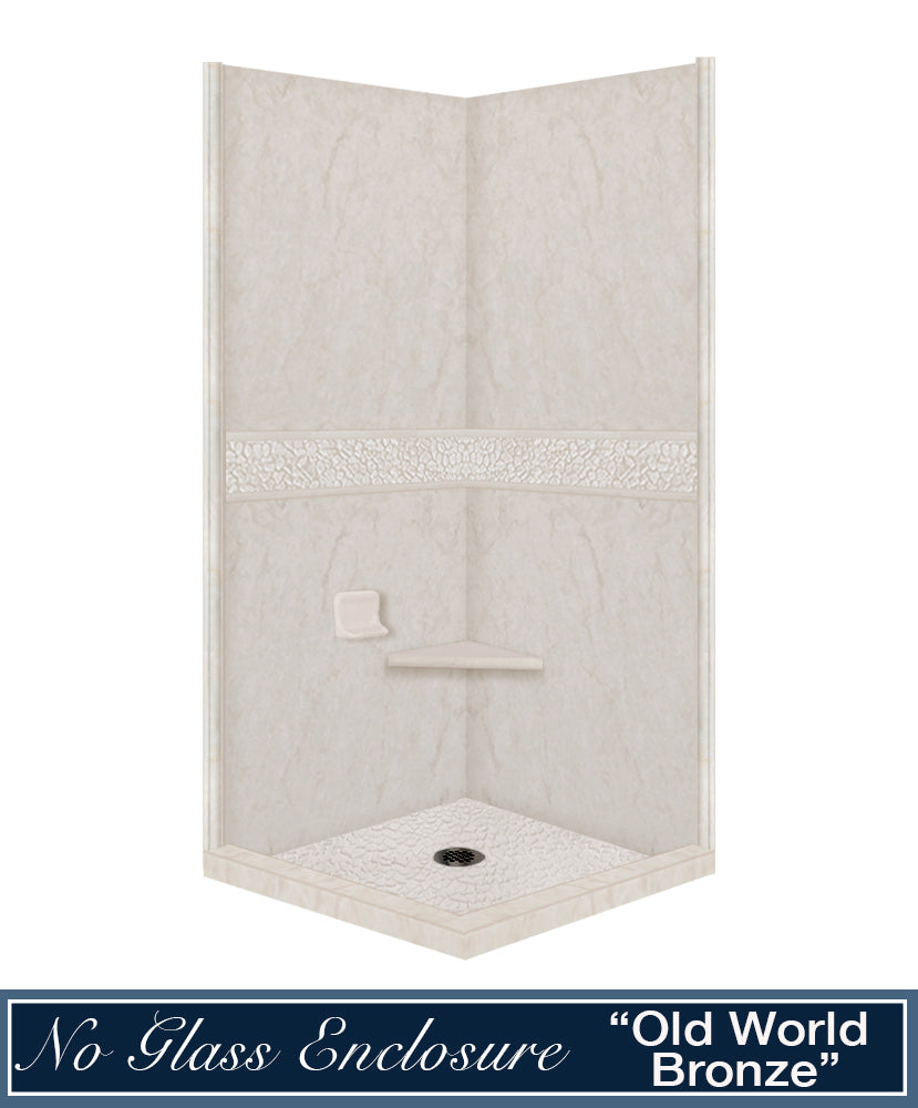 Rafe Marble Pebble Corner Shower Kit - Waterproof Bathroom Shower Panel System with Natural Stone Design for Spa-Like Relaxation at Home