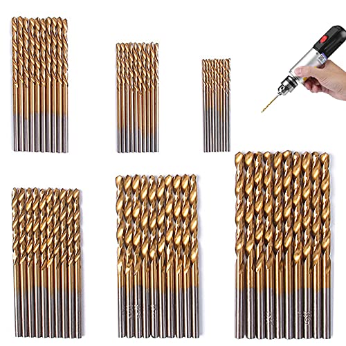 60-Piece Titanium Coated HSS Drill Bit Set (1/1.5/2/2.5/3/3.5mm) - High Speed Steel Twist Drill Bits for Wood, Plastic, Aluminum & Metal - Perfect for DIY Projects, Home Repair & Professional Use
