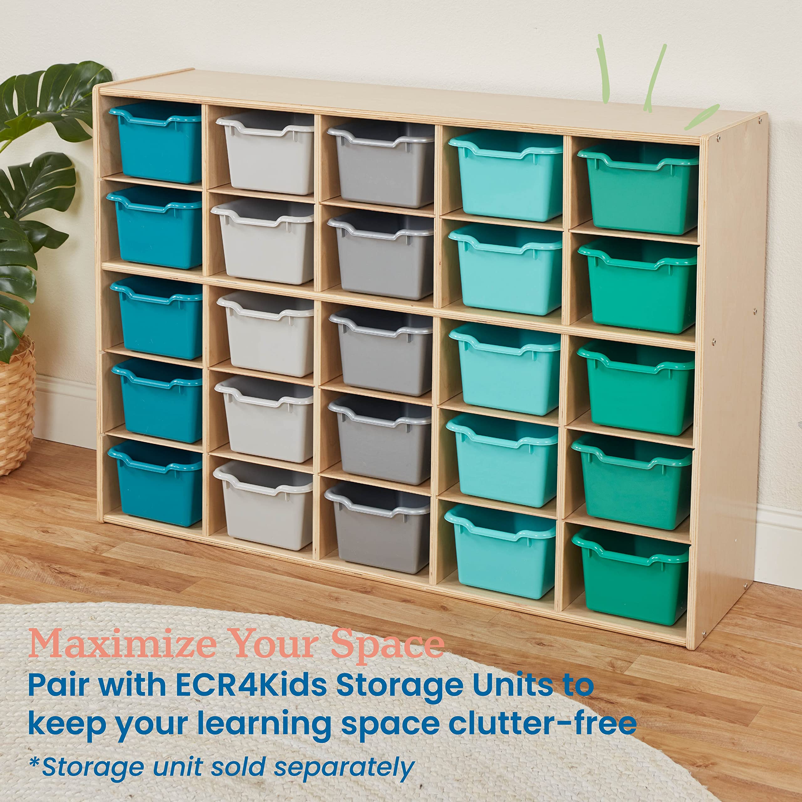 ECR4Kids Scoop Front Storage Bins - 25-Piece Set for Classroom, Playroom & Home Organization - Multipurpose Plastic Bins with Contemporary Design for Toys, Books & Supplies Storage