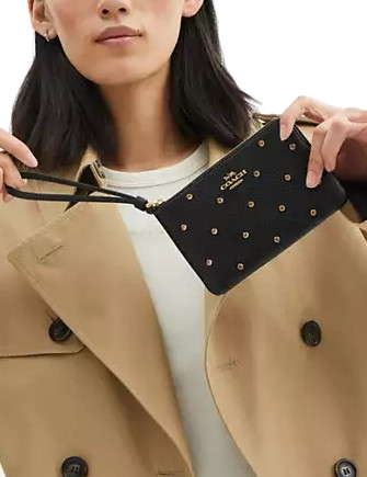 Coach Corner Zip Wristlet with Crystal Accents - Stylish Crossbody Wallet for Women | Perfect for Parties, Date Nights & Everyday Use
