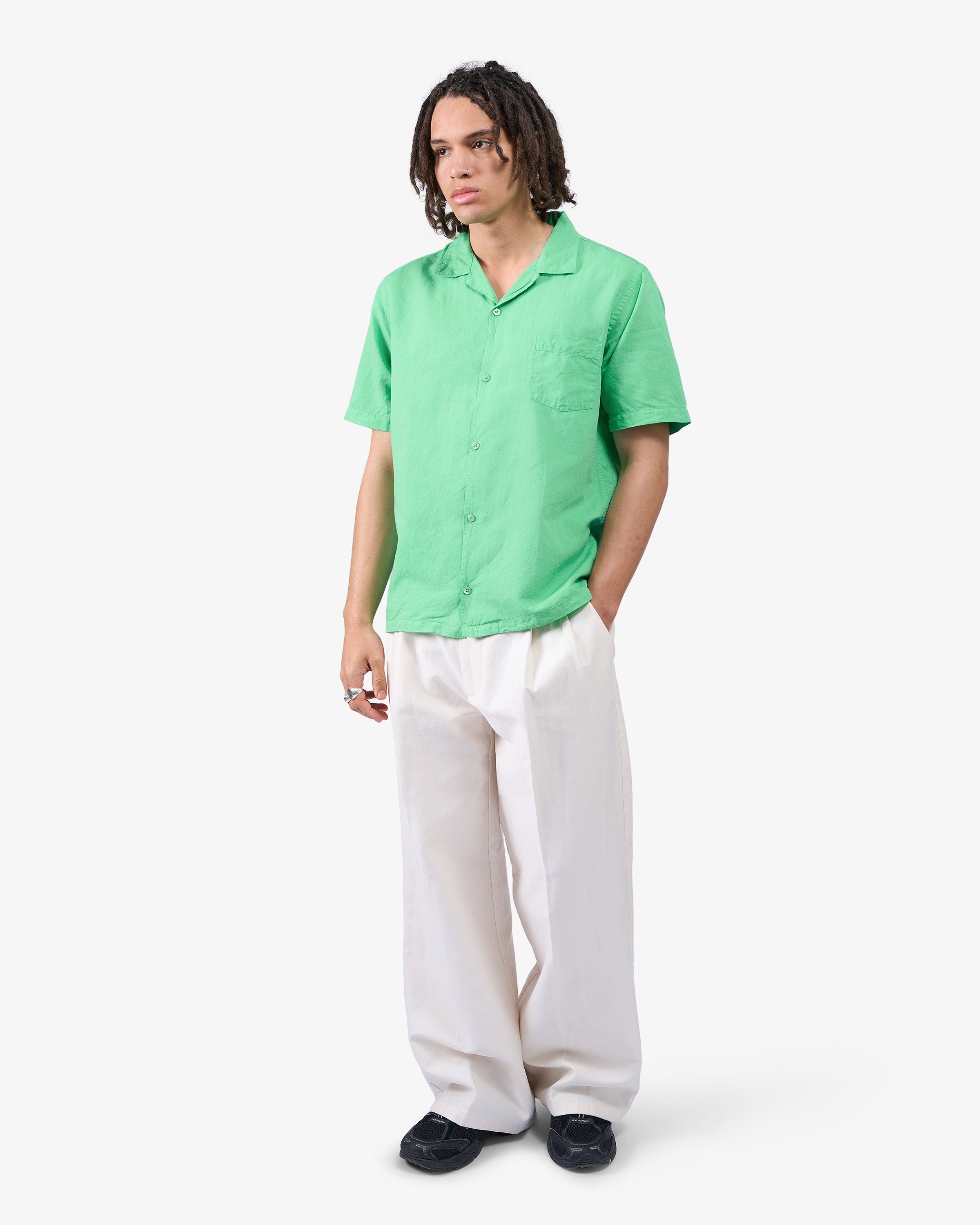 Linen Short Sleeve Shirt for Men - Breathable Summer Casual Button Down Shirt in Ivory White | Perfect for Beach, Vacation & Outdoor Activities