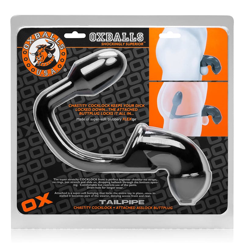 OxBalls Tailpipe Chastity Cock Lock & Plug - Premium Silicone Cock Ring for Men, BDSM Bondage Gear for Ultimate Control & Intense Pleasure - Perfect for Couples Play, Adult Toys Collection & Sensual Exploration