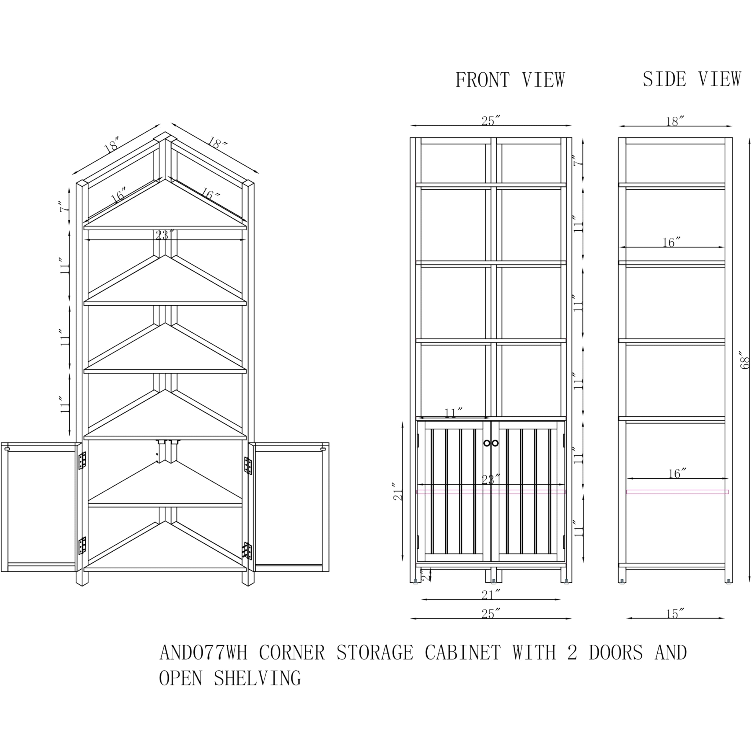 Alaterre Dover Corner Storage Cabinet - 25