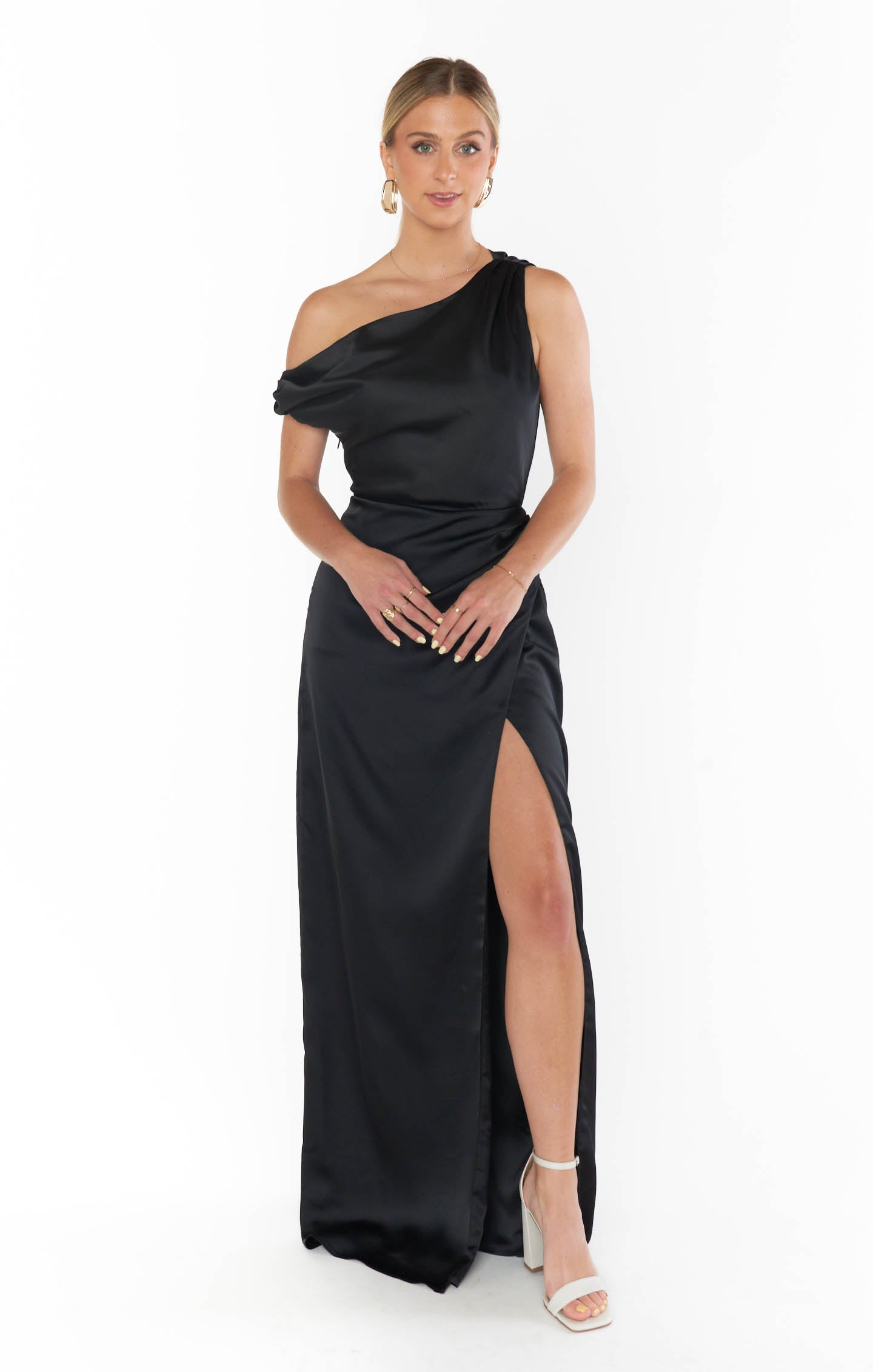 Jodie Dress - Black Luxe Satin Midi Dress for Women | Elegant Evening Gown for Parties, Weddings & Special Occasions
