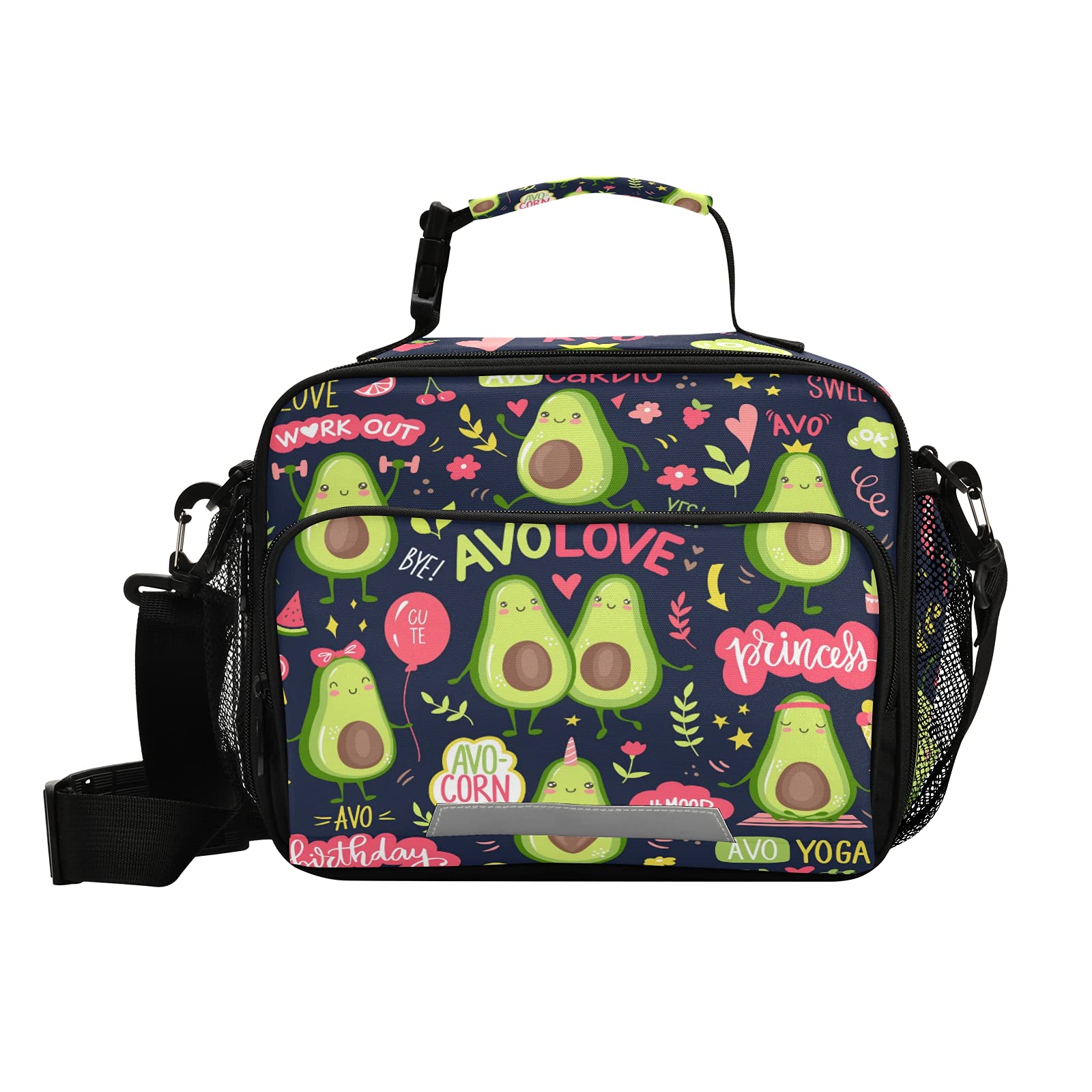 Insulated Avocado Lunch Bag for Women & Men - Cute Cooler Lunch Box for School, Work, Picnic & Travel - Leakproof & Durable with Adjustable Shoulder Strap - Perfect for Students, Office & Outdoor Activities