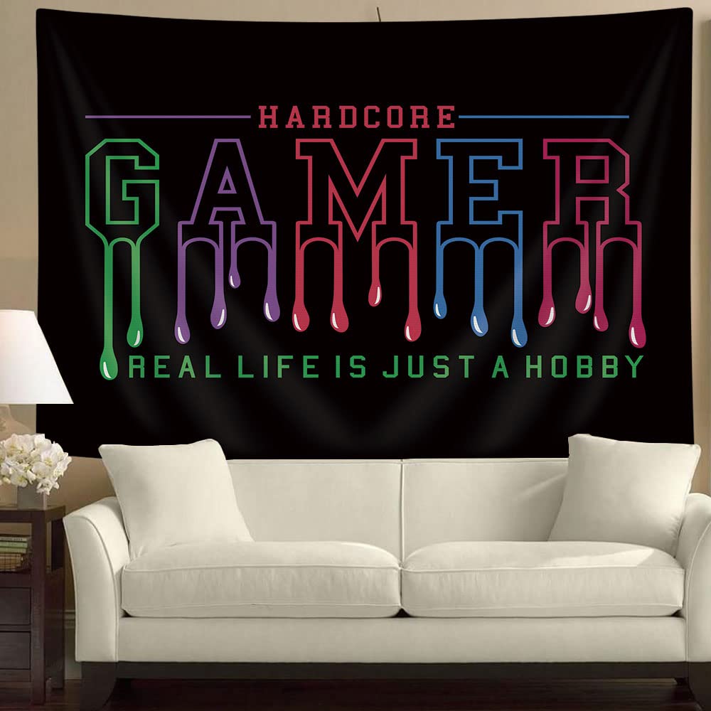 MERCHR Gaming Room Tapestry Wall Hanging - 60x40 Inch Aesthetic Gamer Decor for Boys Bedroom, Living Room & Game Room - Funny Black Wall Art for Gamers | Perfect for Gaming Setup, Streamer Background & Teen Room Decor