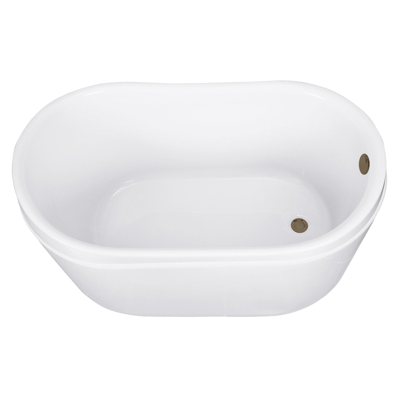 Aqua Eden 52 Inch Acrylic Oval Freestanding Bathtub - Glossy White with Antique Brass Overflow/Drain - Double Slipper Design for Luxury Bathroom & Spa Relaxation