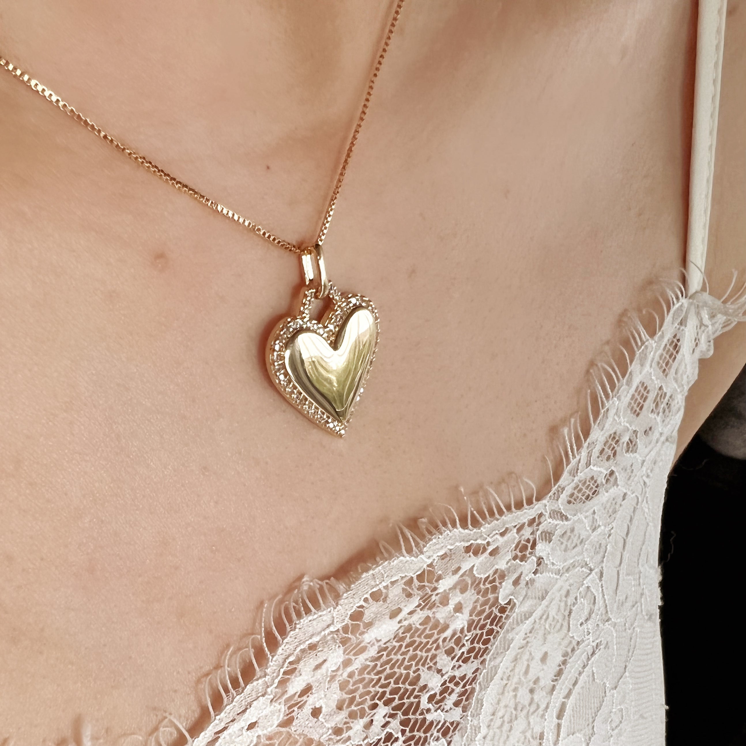 18K Gold Filled Heart Pendant Necklace with Cubic Zirconia Stones - Elegant Jewelry Gift for Women, Perfect for Valentine's Day, Anniversary & Special Occasions
