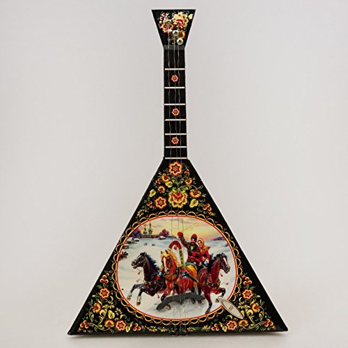 Balalaika Music Box 'Winter Troika' - Handcrafted Russian Folk Musical Gift Box in Black | Perfect for Christmas Decor, Holiday Gifts & Slavic Home Decor