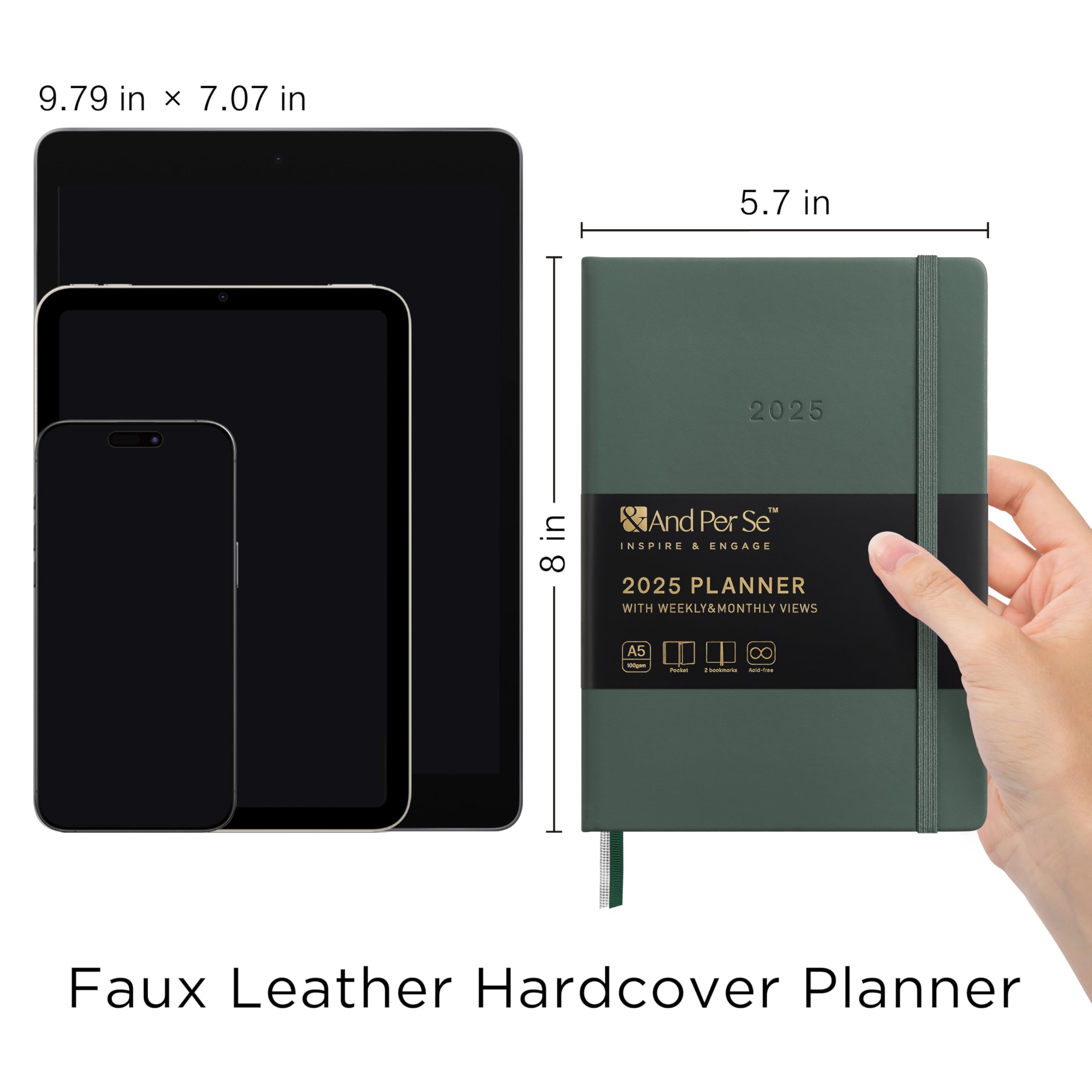 2025 Daily Weekly Monthly Planner - A5 Size 5.7