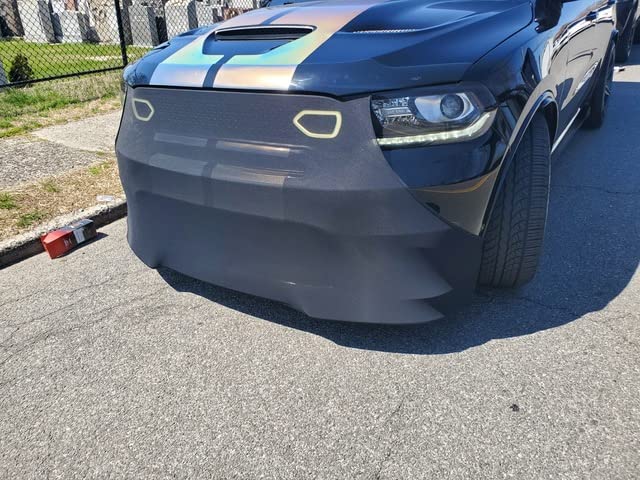 NoviStretch Front Bra High-Tech Stretch Mask for Dodge Durango (2019-2025) - Black | Durable Car Front End Cover for Road Trips & Dust Protection