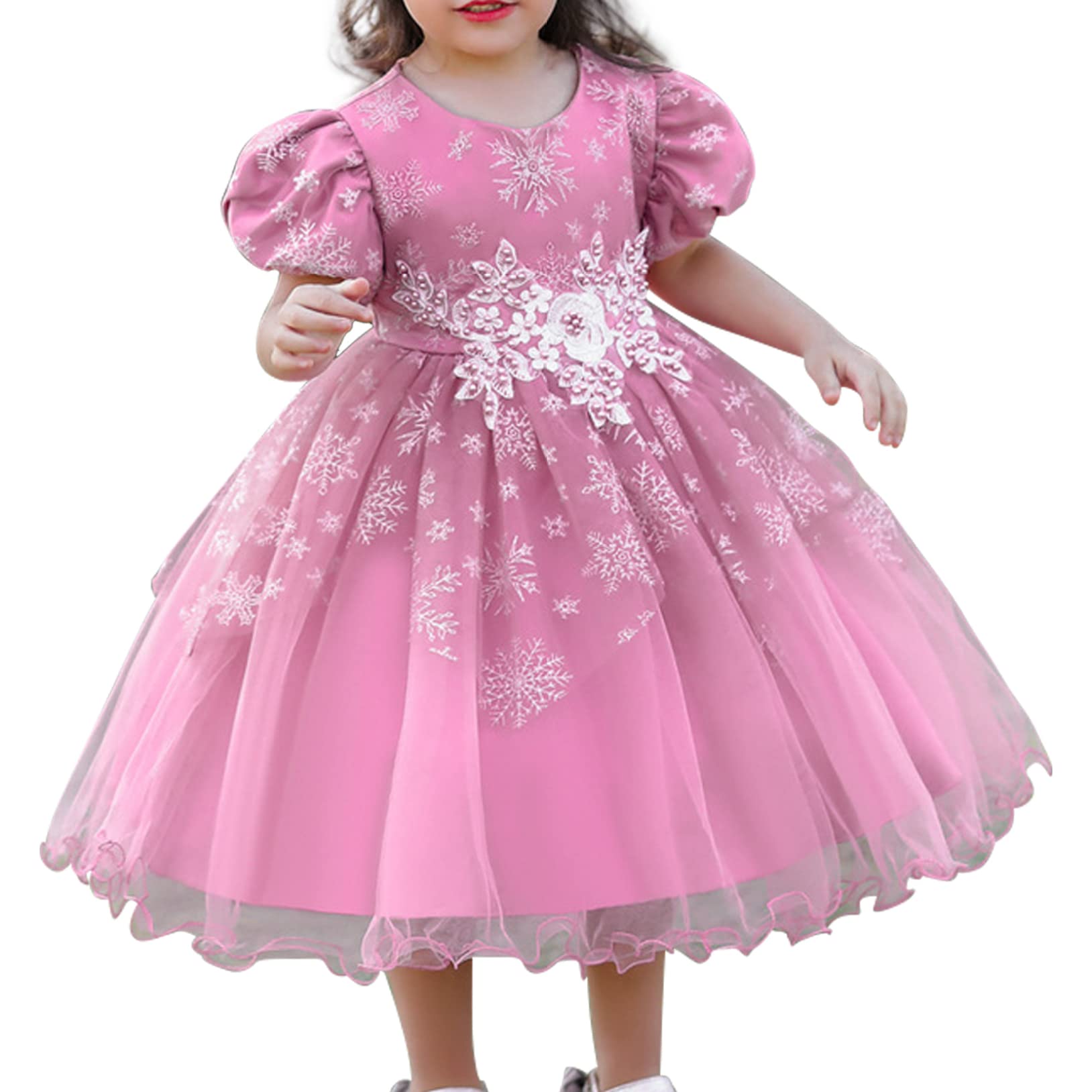 Choomomo Baby Girls Flower Embroidery Tutu Tulle Princess Dress - Toddler Birthday Party, Cake Smash, Formal Gown, Photo Shoot & Special Occasion Outfit