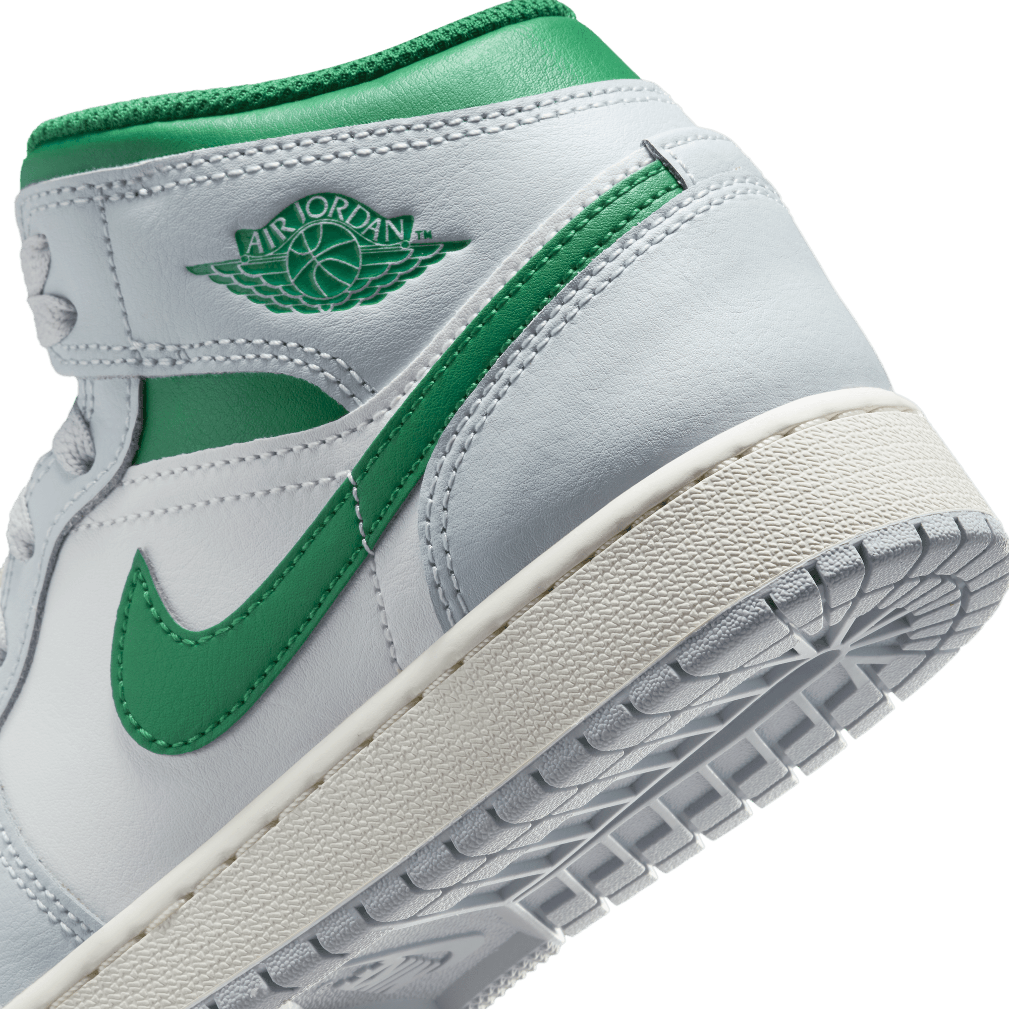AIR JORDAN 1 MID (GS) Sneakers - Pure Platinum/Pine Green Colorway - Basketball Shoes for Kids & Teens - Perfect for School, Sports & Casual Wear