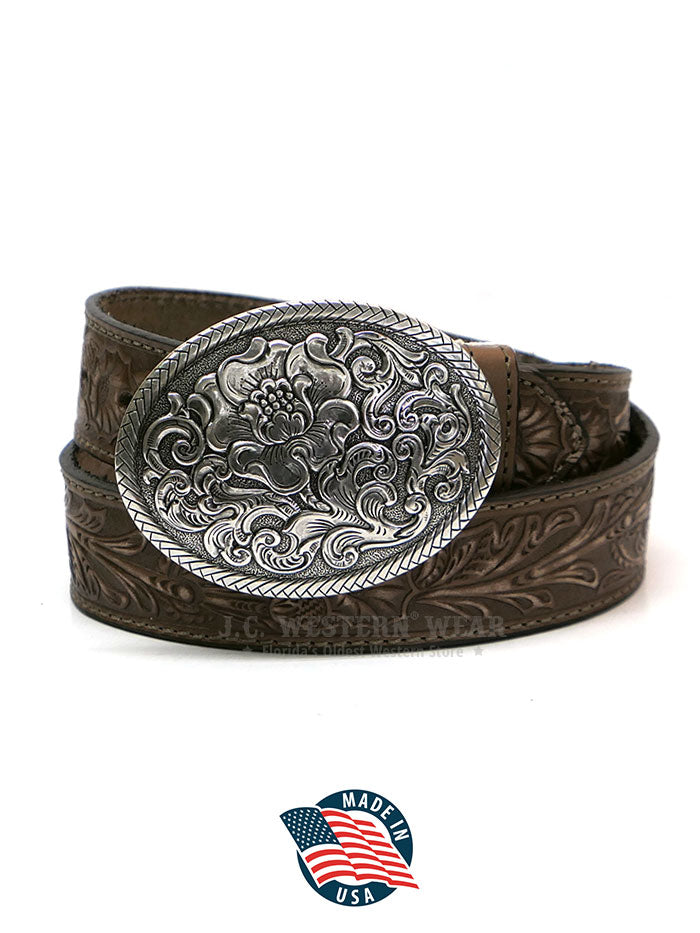 Nocona N3300002 Women's Floral Embossed Western Belt - Stylish Cowgirl Accessory for Rodeo, Country Music Festivals & Western Fashion Outfits