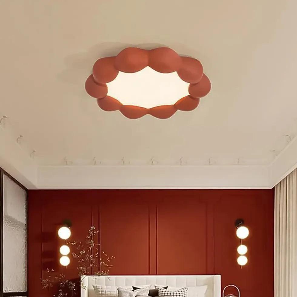 Round Wreath Shape LED Ceiling Light for Bedroom - Modern Flush Mount Fixture with Warm White Light, Perfect for Bedroom, Living Room, Nursery and Home Decor