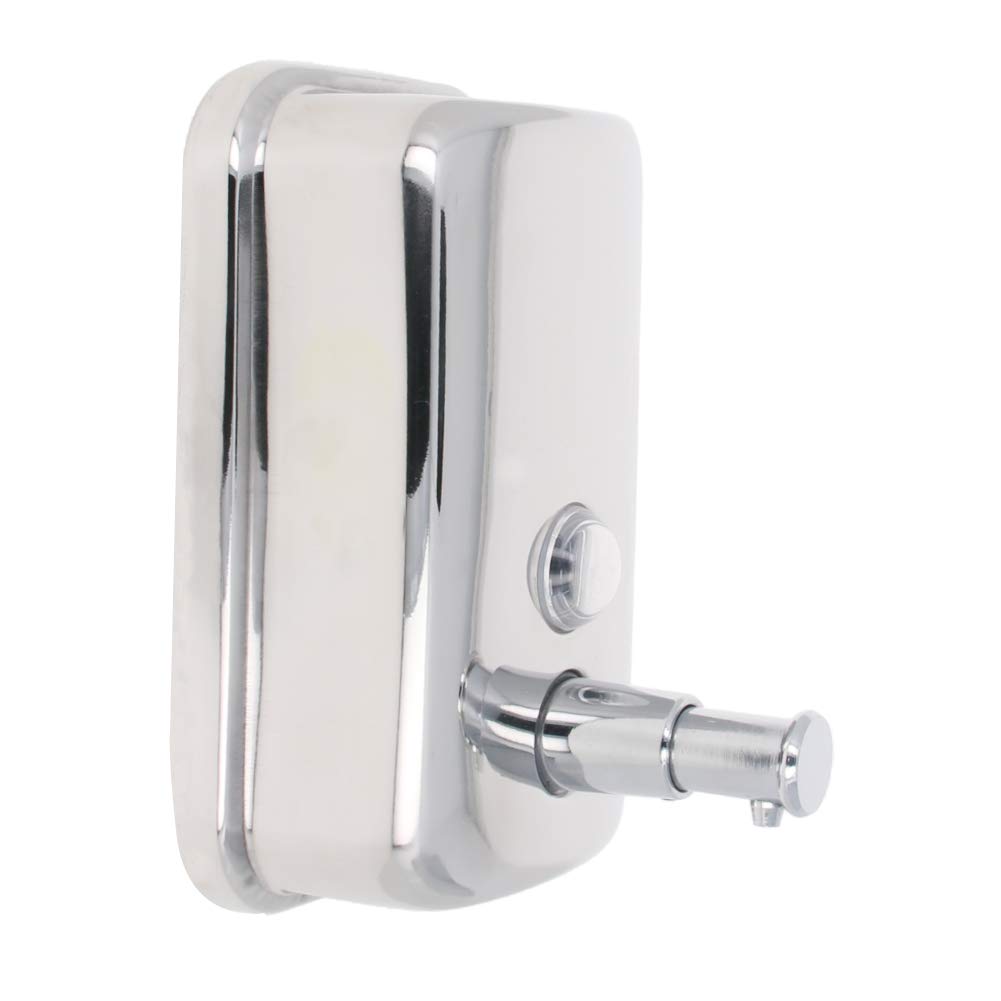 MroMax 304 Stainless Steel Wall Mount Soap Dispenser - 17oz Capacity, Silver Tone for Bathroom & Kitchen | Durable, Rustproof & Hands-Free Liquid Soap Dispenser for Home, Office & Commercial Use