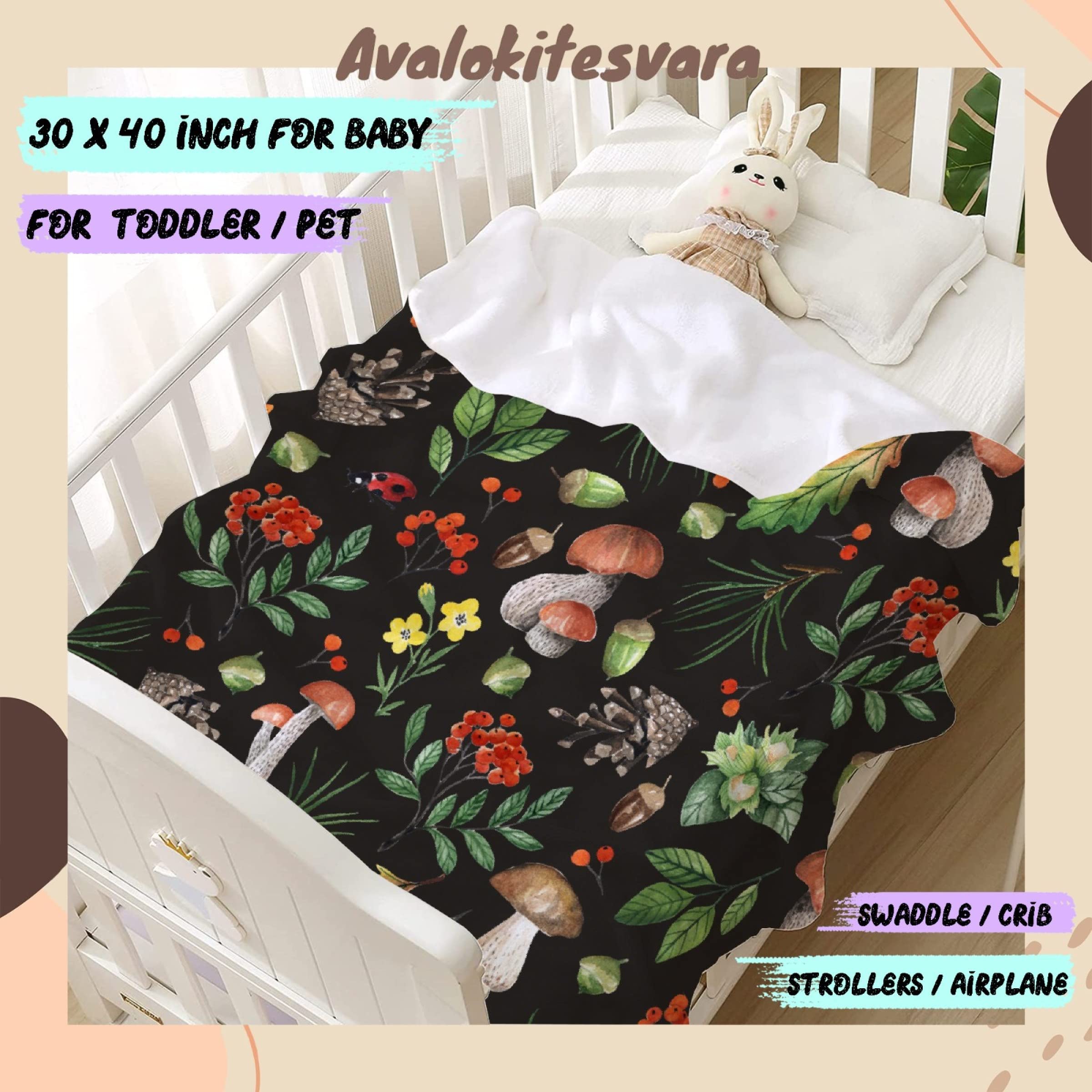 **Dark Wild Forest Mushrooms Flannel Blanket - Super Soft & Warm 80x60 Inch - Avalokitesvara Cozy Throw for Bed, Couch, Sofa - Perfect for Adults, Winter Nights & Home Decor**