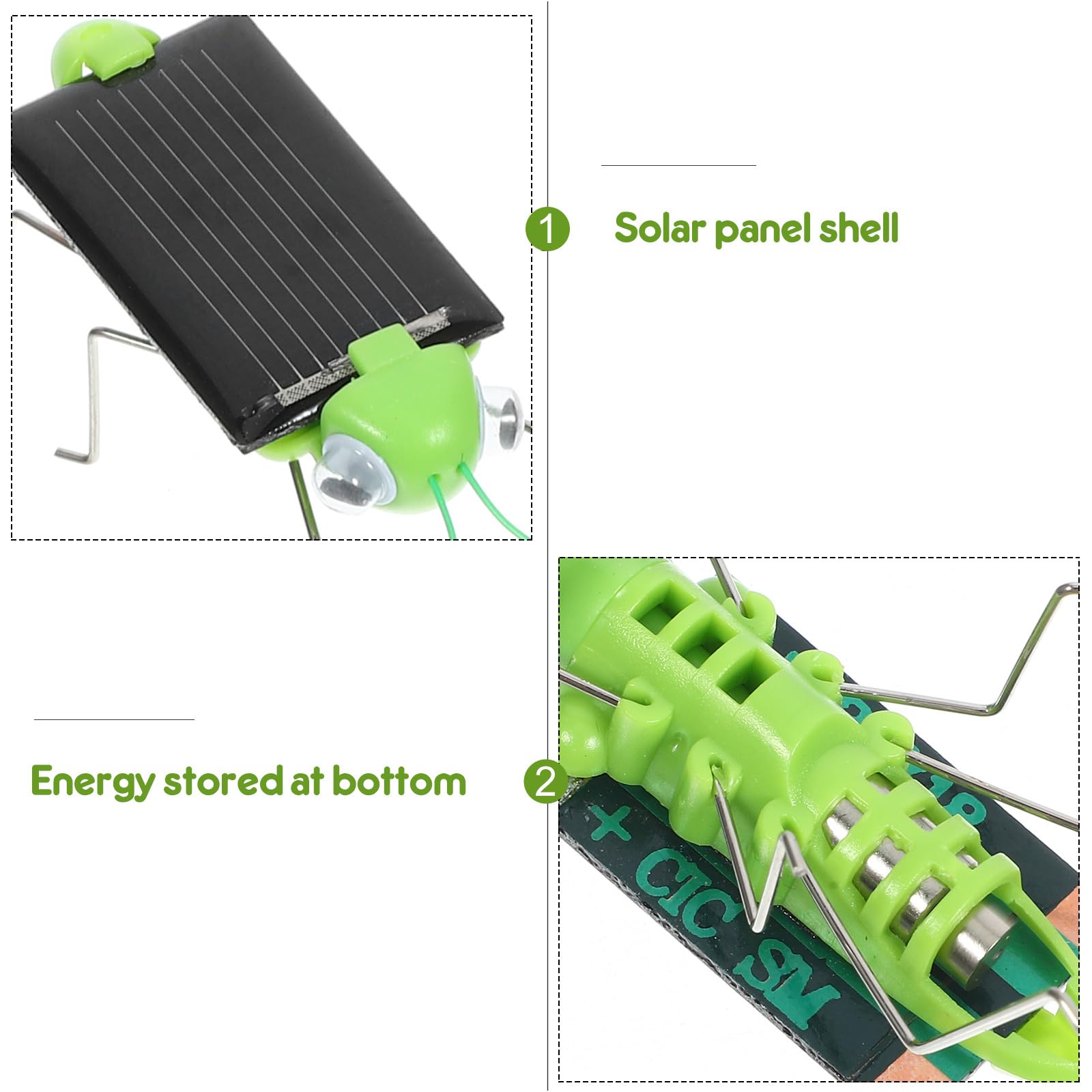 6PCS Solar Powered Insect Toys - Lifelike Moving Crickets & Grasshoppers for Kids, Boys & Girls - Educational Solar Science Toys for School Projects & Outdoor Play - Fun Fake Roaches for Nature Exploration & STEM Learning
