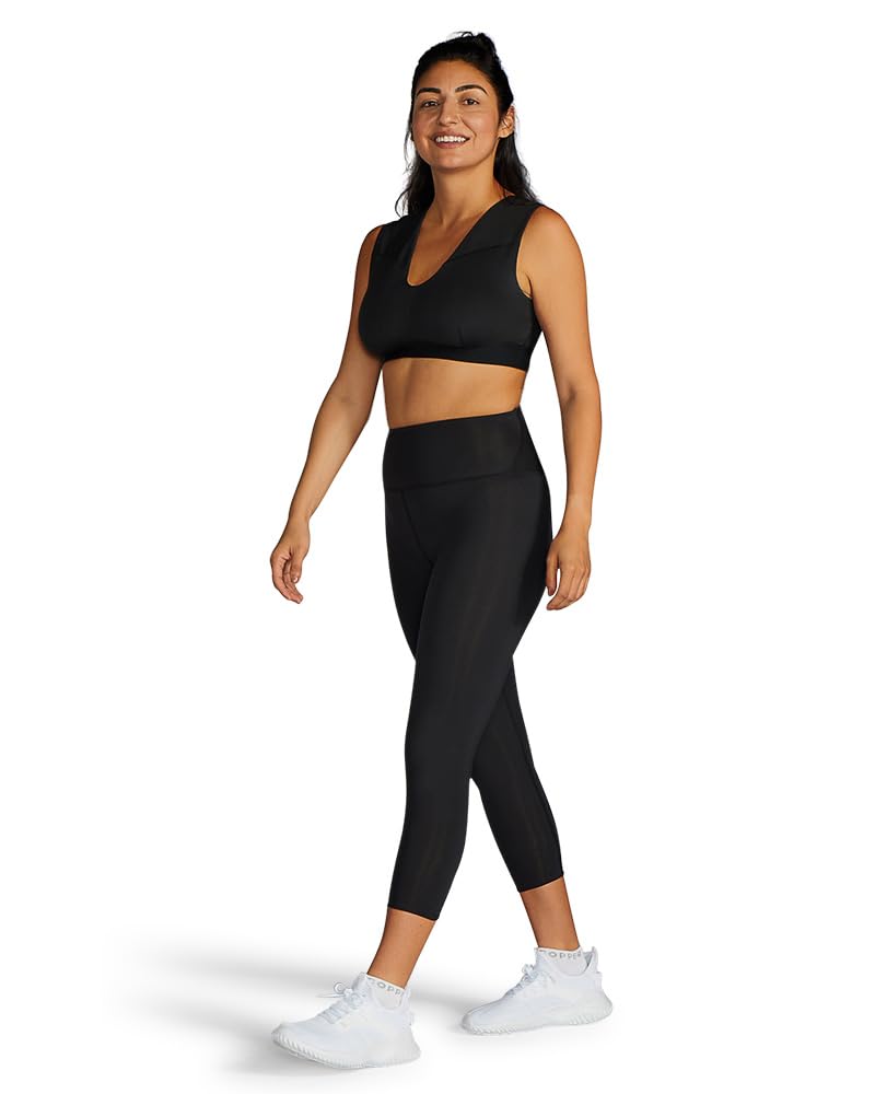 Tommie Copper Women's Lower Back Support Compression Capri Leggings - Flattering Fit, Sweat Wicking & Breathable Workout Leggings for Yoga, Running & Gym