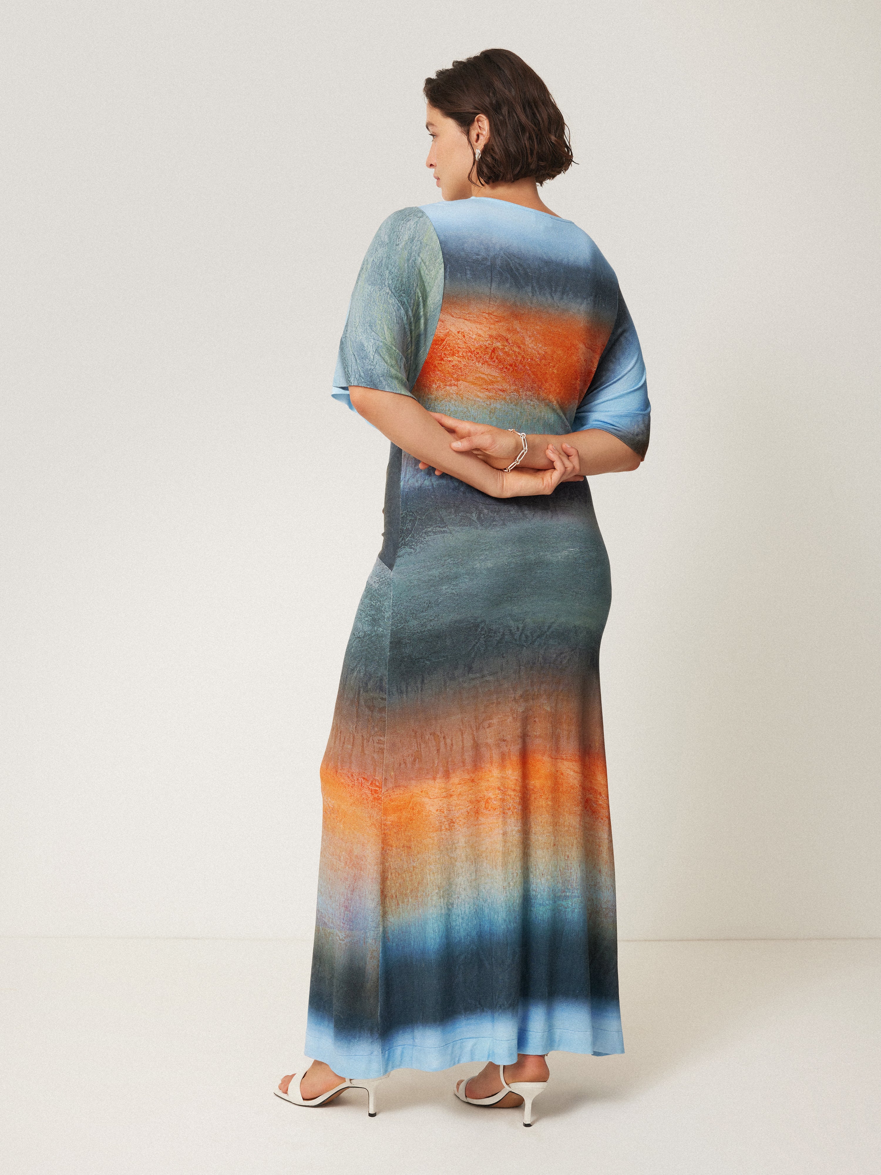 Stylish Blue Glazed Abstract Twist Dress for Women - Perfect for Parties, Date Nights & Special Occasions
