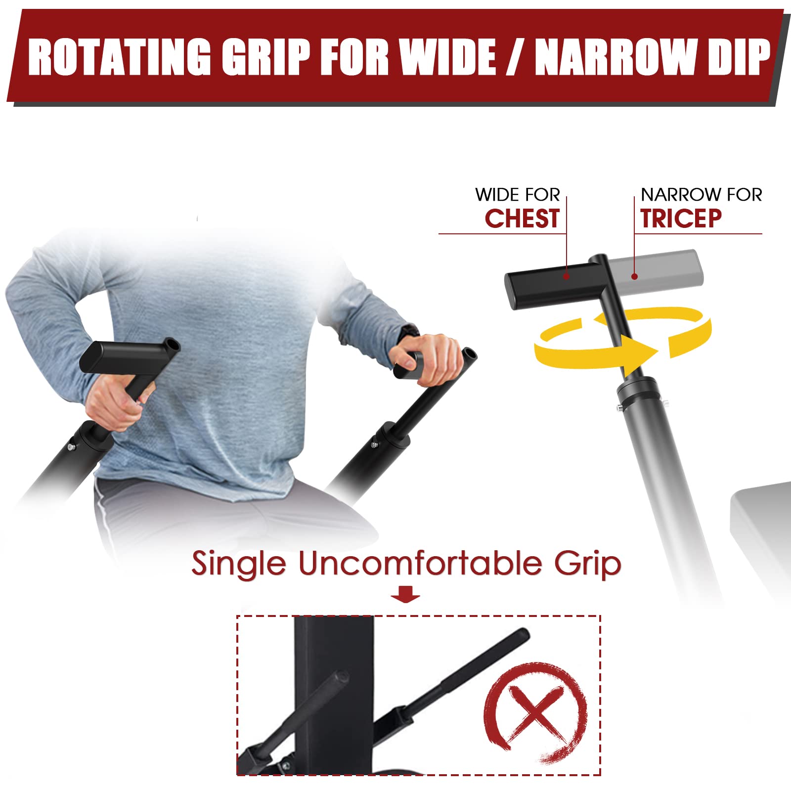 Seated Dip Machine Plate Loaded - Heavy Duty Tricep & Chest Press Gym Equipment with Cable Bar for Biceps Training (400LBS Capacity) - Perfect for Home & Commercial Gym Strength Training