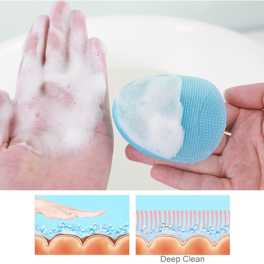 VOUM Silicone Face Scrubber & Exfoliator Brush - Soft Facial Cleansing Brush for Blackhead Removal, Acne Treatment & Pore Deep Cleaning - Gentle Skin Care Tool for Men & Women (Pack of 2) - Perfect for Daily Skincare Routine & Travel Essentials