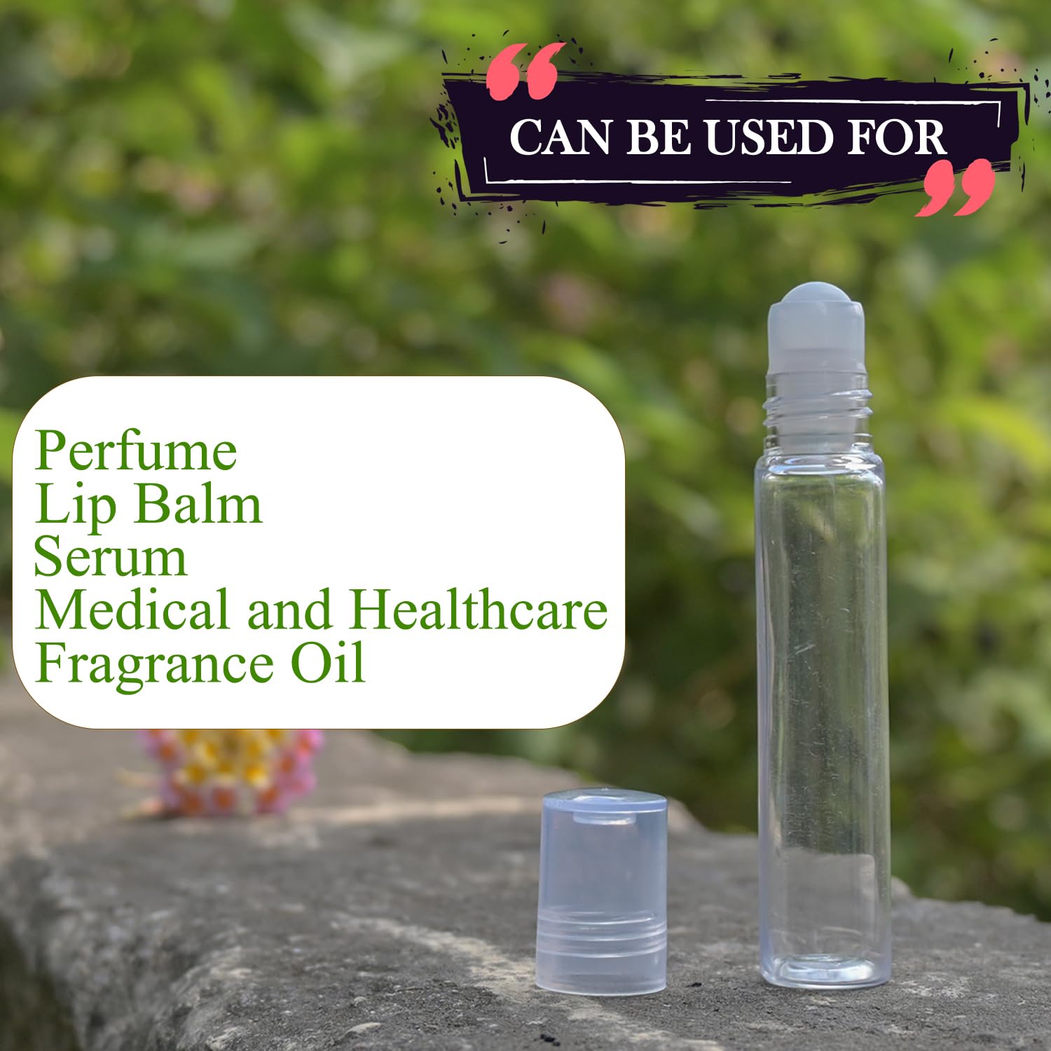 10ml Clear PET Plastic Roll-On Bottles with Plastic Roller & Cap - Essential Oils, Perfumes, Lip Balms - Refillable, Reusable, Leakproof (Pack of 3) | Perfect for DIY Beauty Products, Travel-Size Toiletries & Aromatherapy
