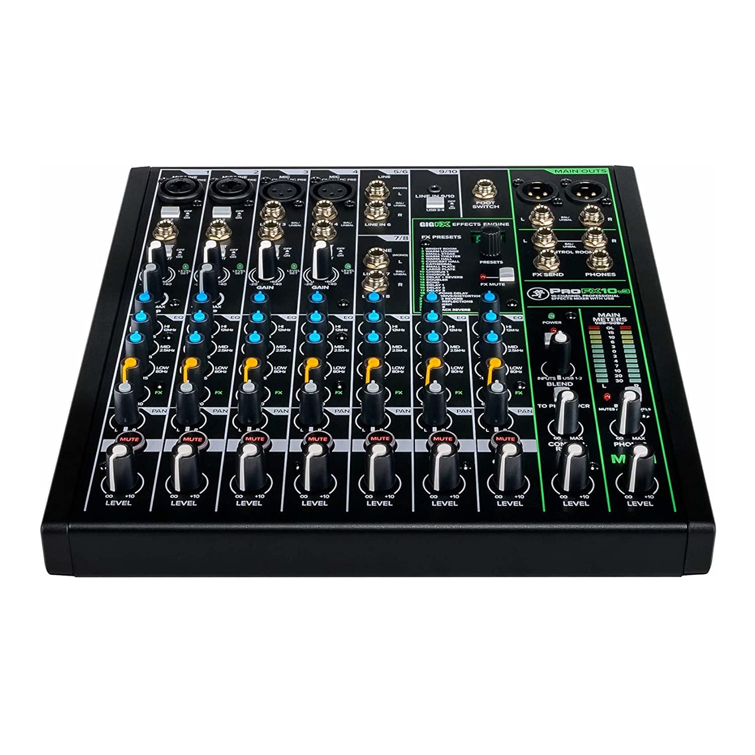 Mackie ProFX10v3 10-Channel USB Mixer with Effects - Unpowered Audio Mixer Bundle with TX-100 Studio Headphones, TRS & XLR Cables (6-Piece Set) for Live Sound, Podcasting & Home Recording