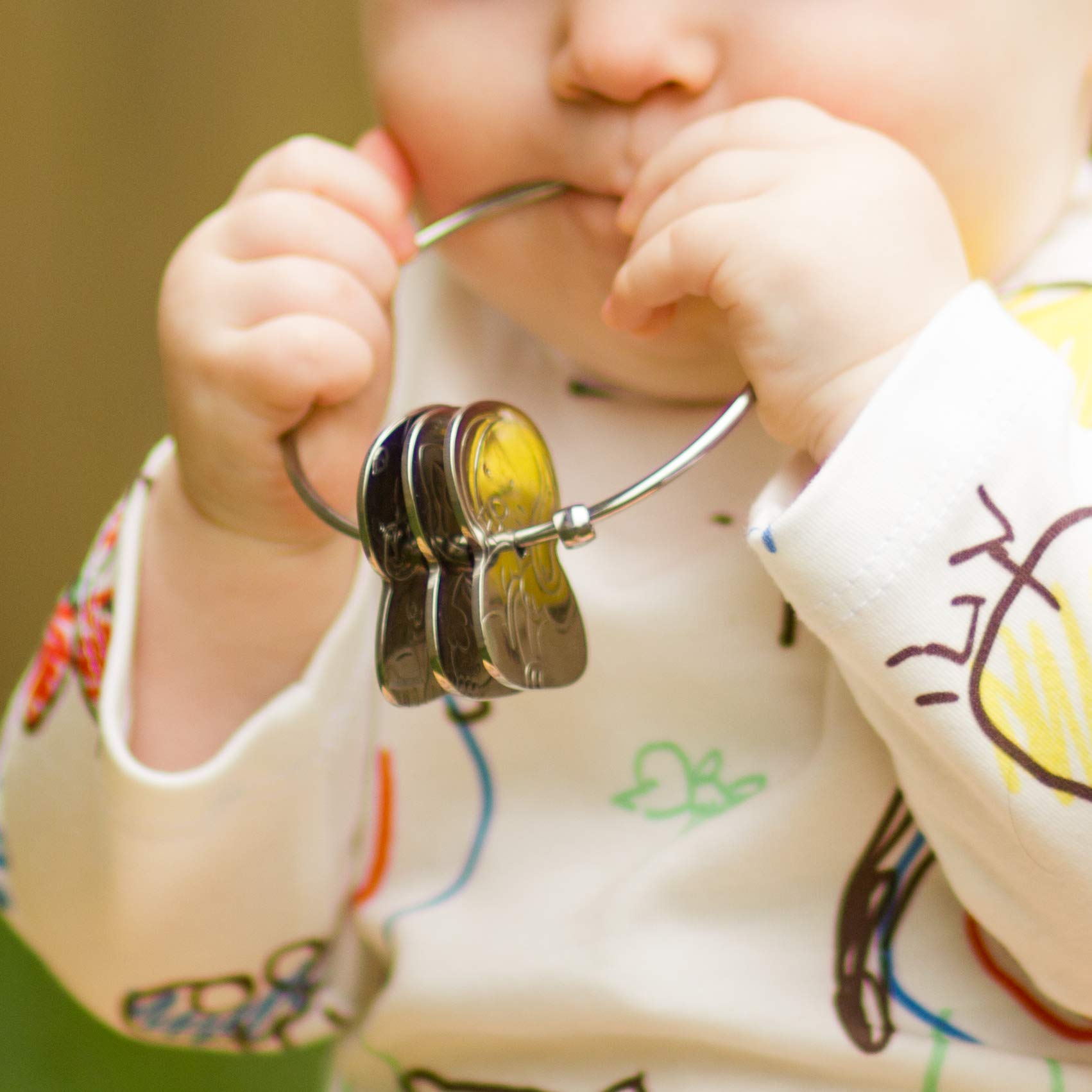 USA-Made Stainless Steel Baby Toy Keys - Safe & Durable Teething Keys for Infants, Perfect for Soothing Sore Gums & Early Learning Play