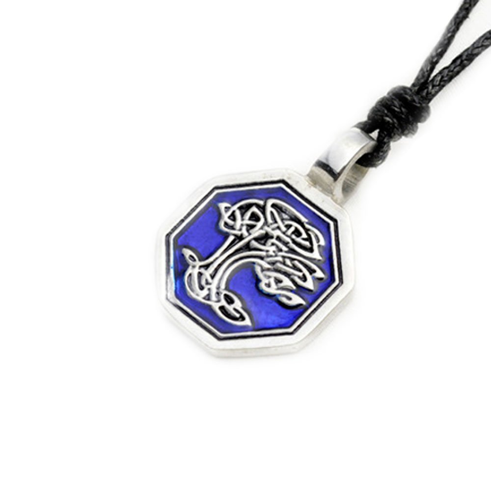 Blue Celtic Tree Silver Pewter Charm Necklace Pendant - Elegant Irish Jewelry for Women - Perfect for Gifts, Weddings & Special Occasions