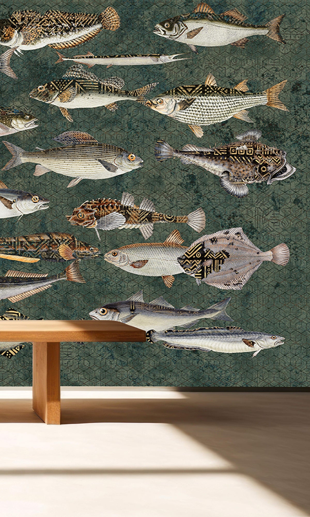 Dark Green Underwater Bounty Mural Wallpaper M2598 - Ocean Theme Peel and Stick Wallpaper for Bedroom, Living Room, Kids Room Decor - Perfect for Home, Office & Nursery Wall Covering