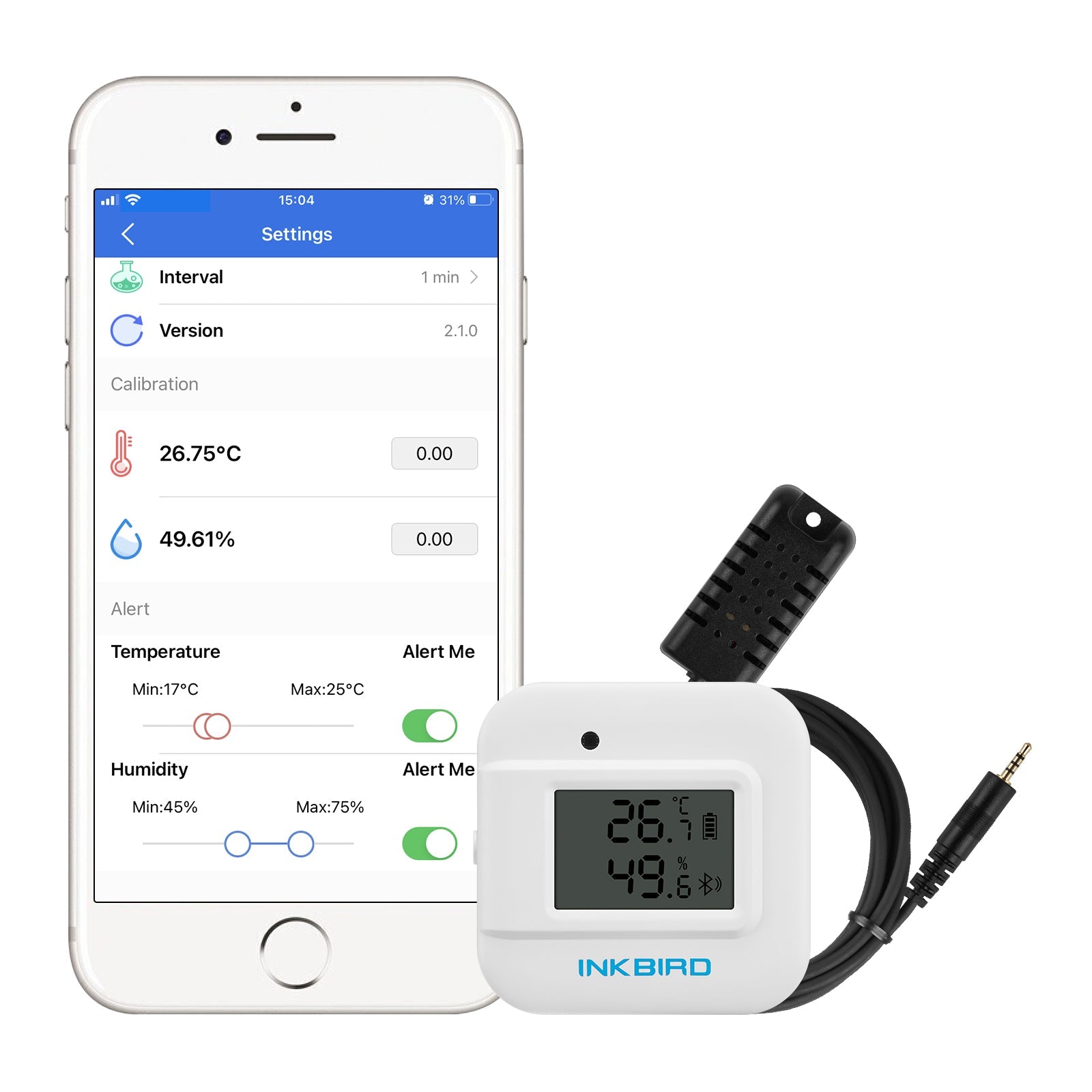 Bluetooth Hygrometer Thermometer IBS TH2 Plus - Wireless Temperature & Humidity Monitor for Home, Greenhouse, Wine Cellar | Real-Time Alerts & Data Logging