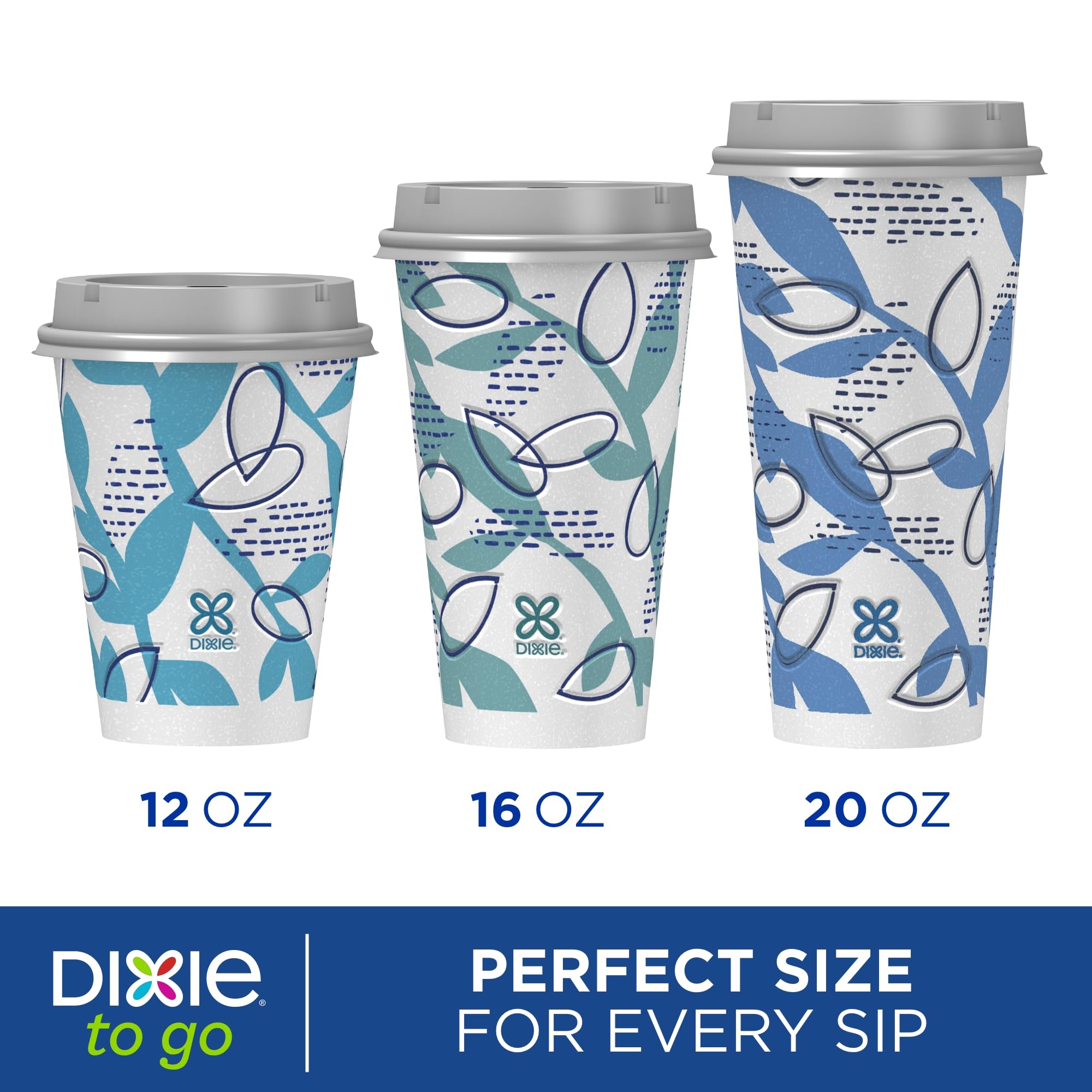 Dixie To Go Medium 12 Oz Paper Coffee Cups with Lids - 66 Count Disposable Hot Drink Cups for Coffee, Tea & Hot Chocolate - Perfect for Office, Travel & Outdoor Use