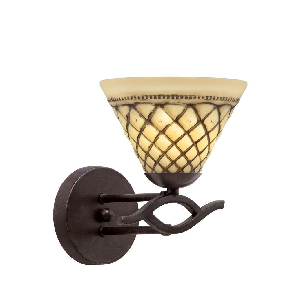 Toltec Lighting 141-DG-7185 Revo Wall Sconce - 7 Inch Chocolate Icing Glass Shade, Dark Granite Finish - Elegant Wall Light Fixture for Living Room, Bedroom, or Hallway Lighting