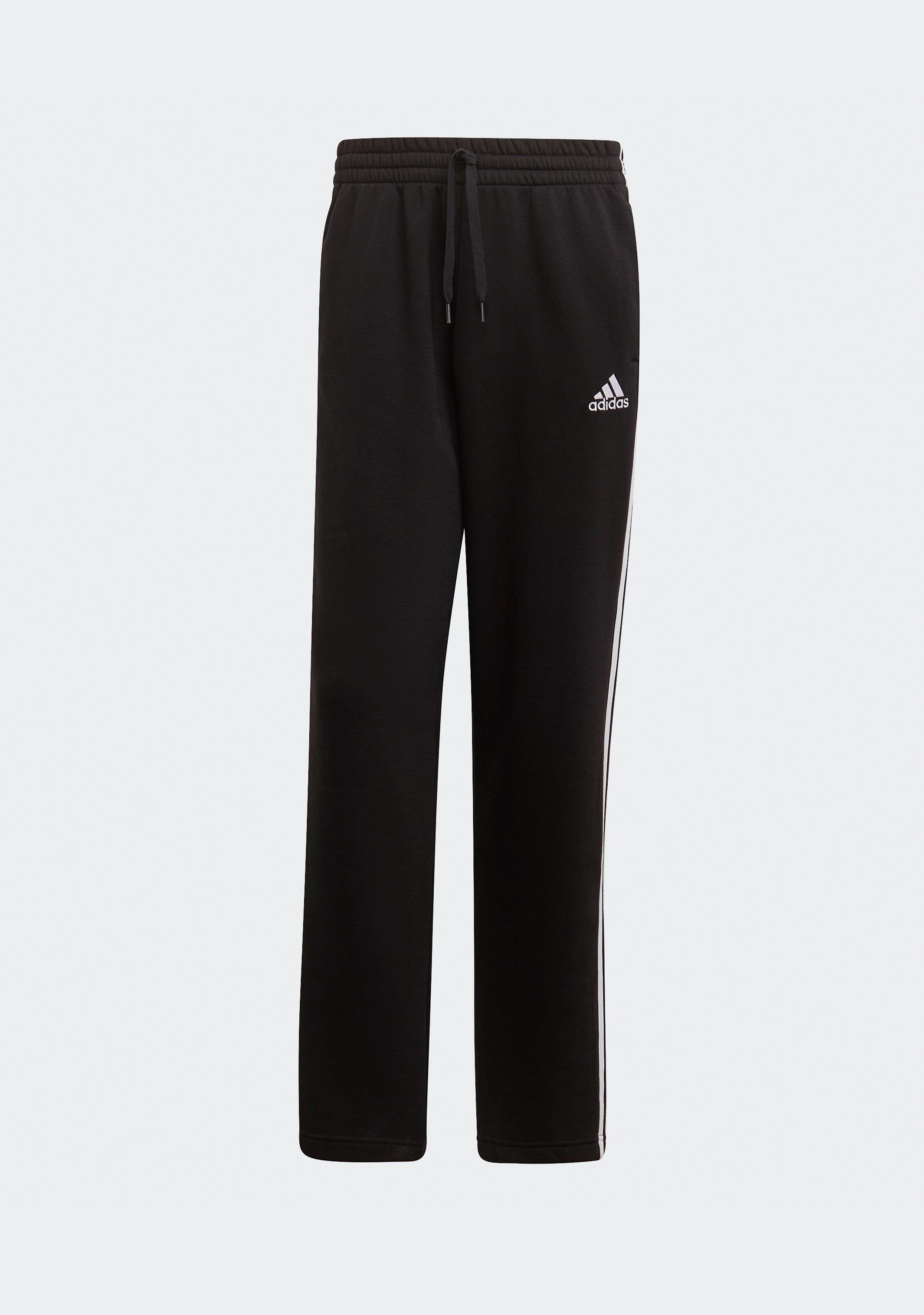 Adidas Men's 3 Stripes Essentials Fleece Open Hem Jogger Pants - Comfortable Athletic Sweatpants for Running, Gym & Casual Wear