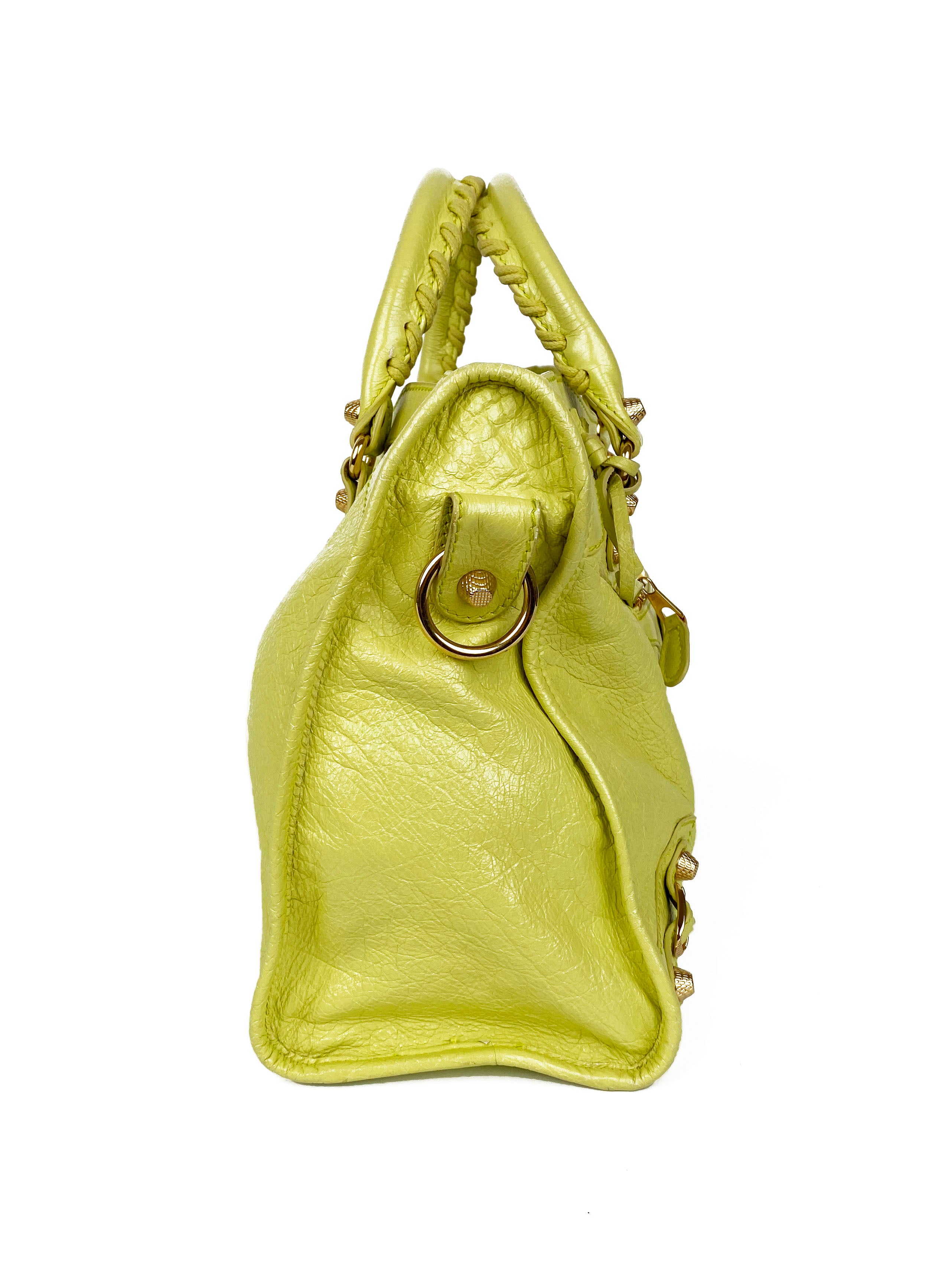 Balenciaga Pistachio Yellow Medium City Bag - Luxury Designer Handbag for Women | Perfect for Work, Travel & Everyday Use
