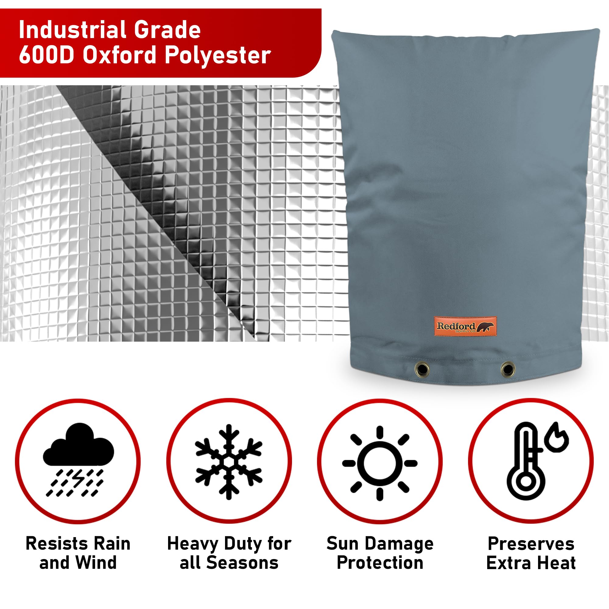 Redford Supply Co. Extreme Cold Snap (0°F) Double Wall EVA Backflow Preventer Insulation Cover - Weatherproof Sprinkler Valve Cover, Well Pump Protection, Pipe Insulator for Freezing Temperatures (20