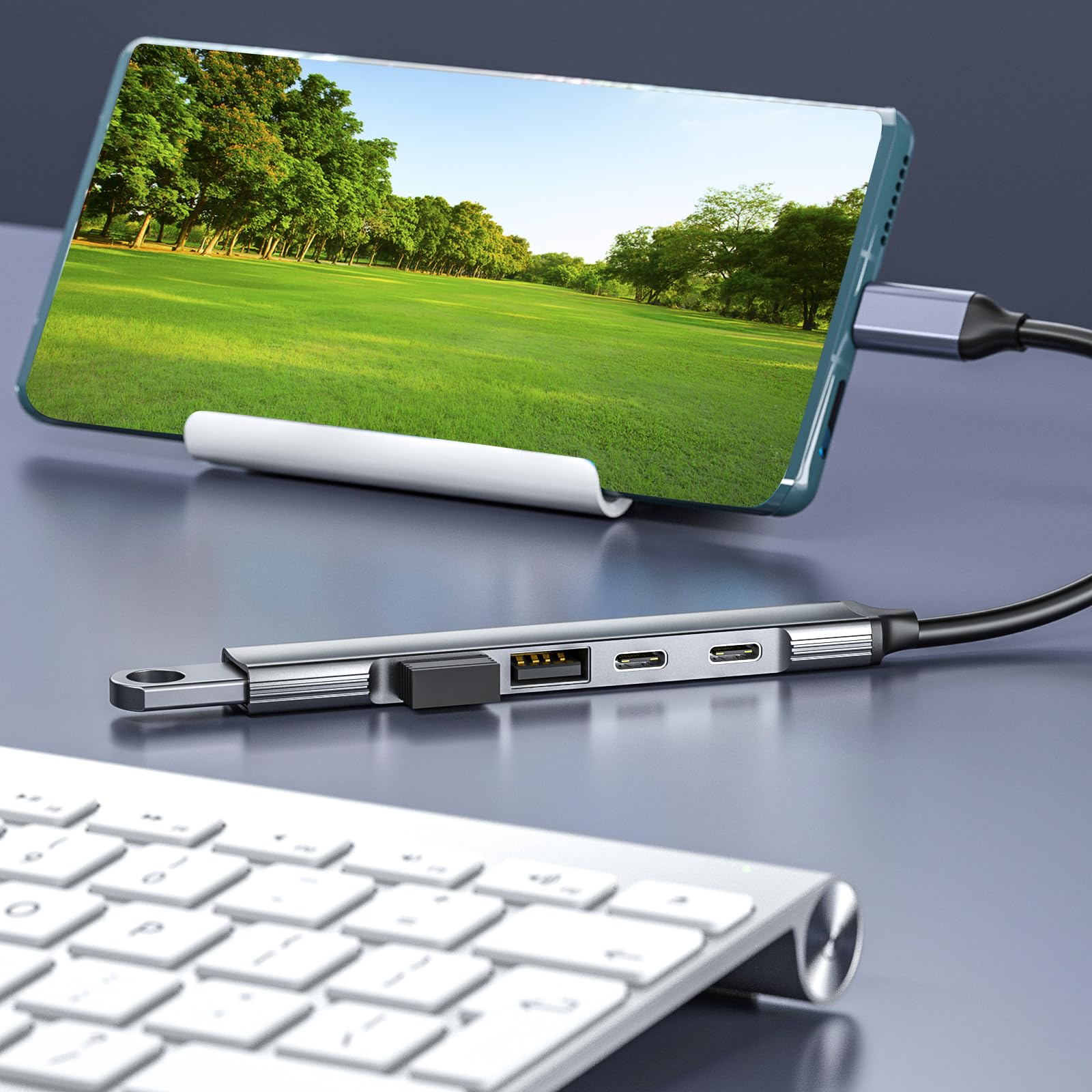 BEIDUOYANG 5-in-1 USB C Hub with 60W PD Charging, USB 3.0/2.0 Ports - Multi-Port Adapter for MacBook Pro/Air, iPad Pro, Chromebook & More - Perfect for Home Office, Travel & Work from Anywhere
