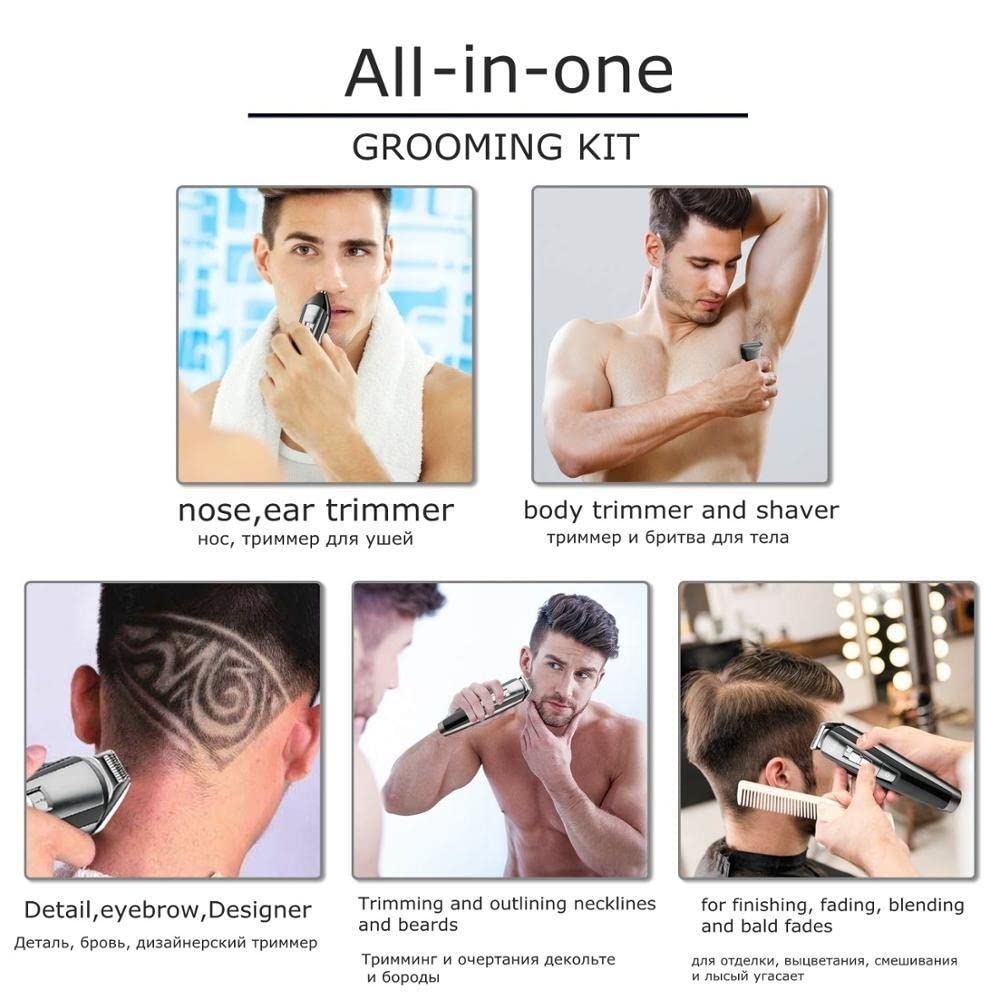 Professional Men's Hair Clippers & Electric Shaver - Rechargeable Wet/Dry Beard Trimmer & Body Groomer for Smooth Shaving at Home or Travel | Perfect for Facial, Body & Head Hair Grooming