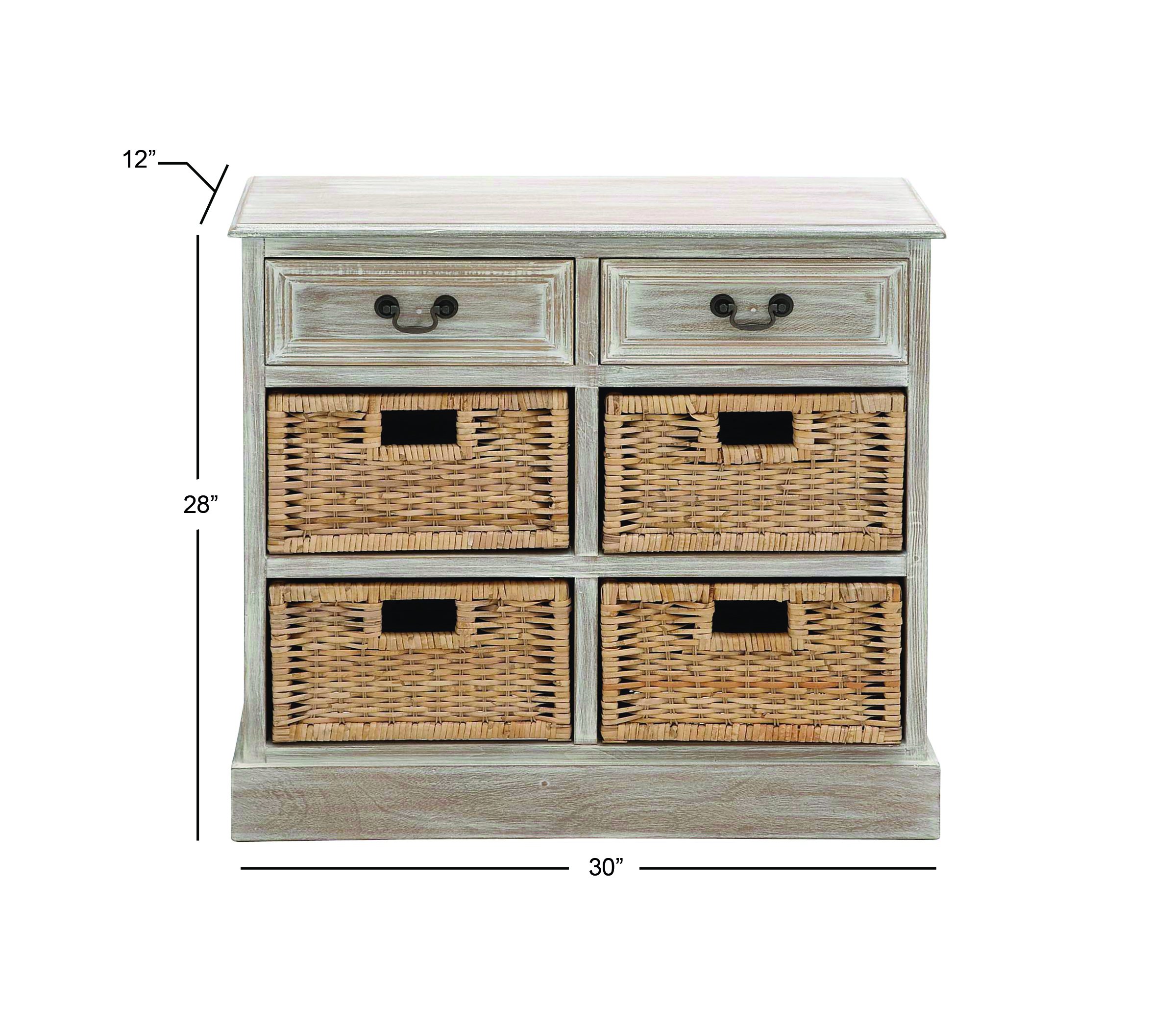 Deco 79 Wooden Storage Organizer with 4 Baskets and 2 Drawers - 30