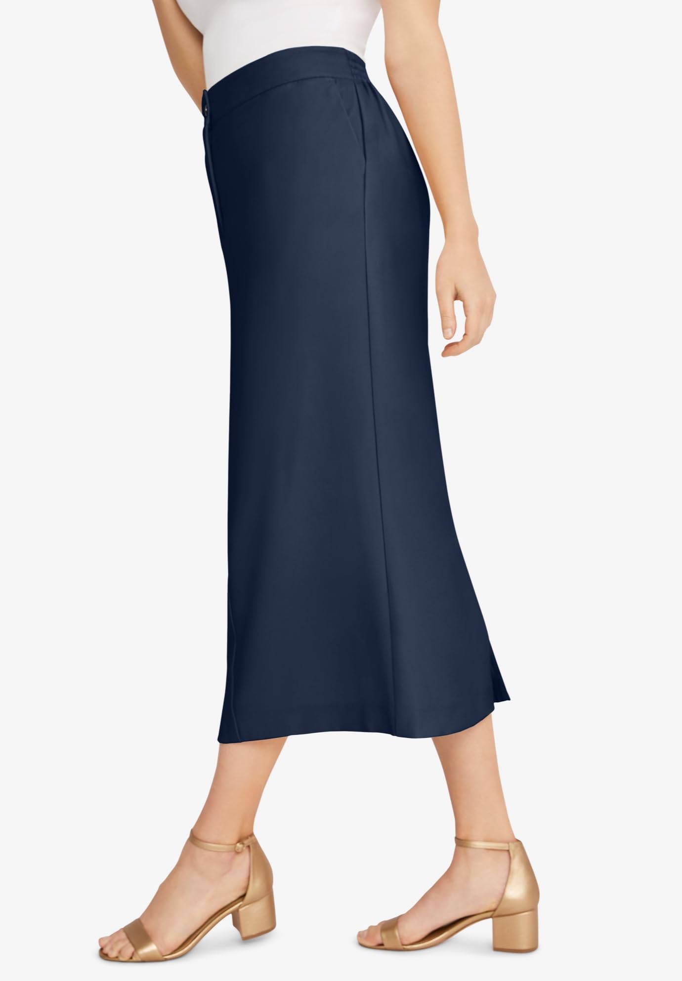 Jessica London Women's Plus Size Tummy Control Bi-Stretch Midi Skirt - Slimming High Waist Pencil Skirt for Work, Office & Casual Wear