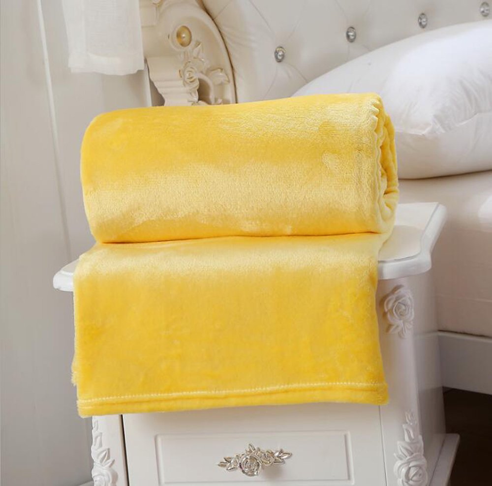 Soft Flannel Fleece Blanket - Full Size, Lightweight & Cozy for Bed, Sofa, Travel - Yellow